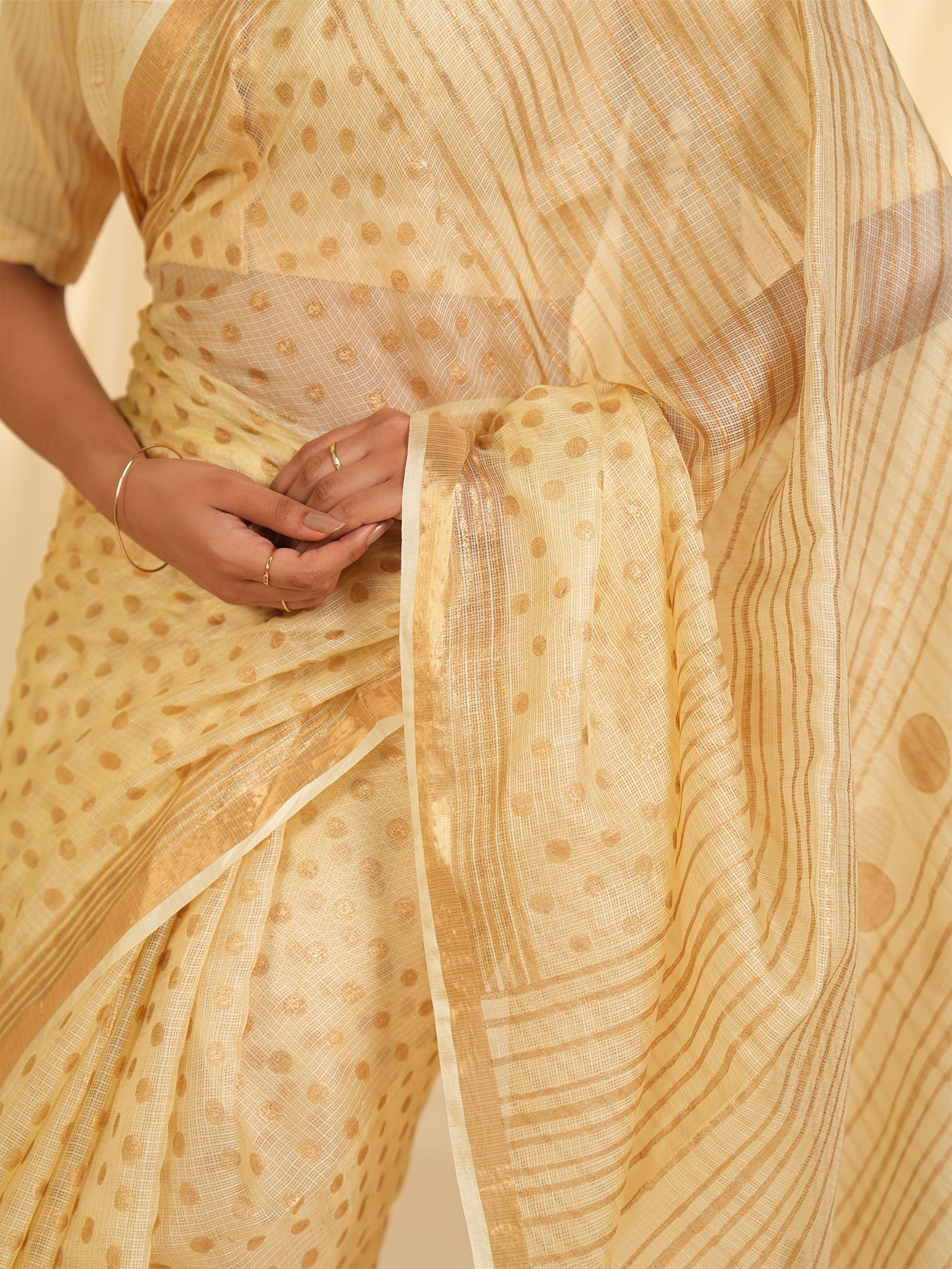 Pastel Cream Kota Silk Saree