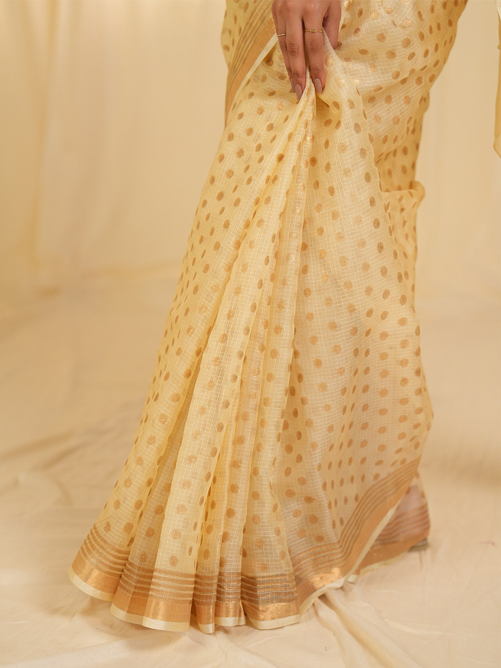 Pastel Cream Kota Silk Saree