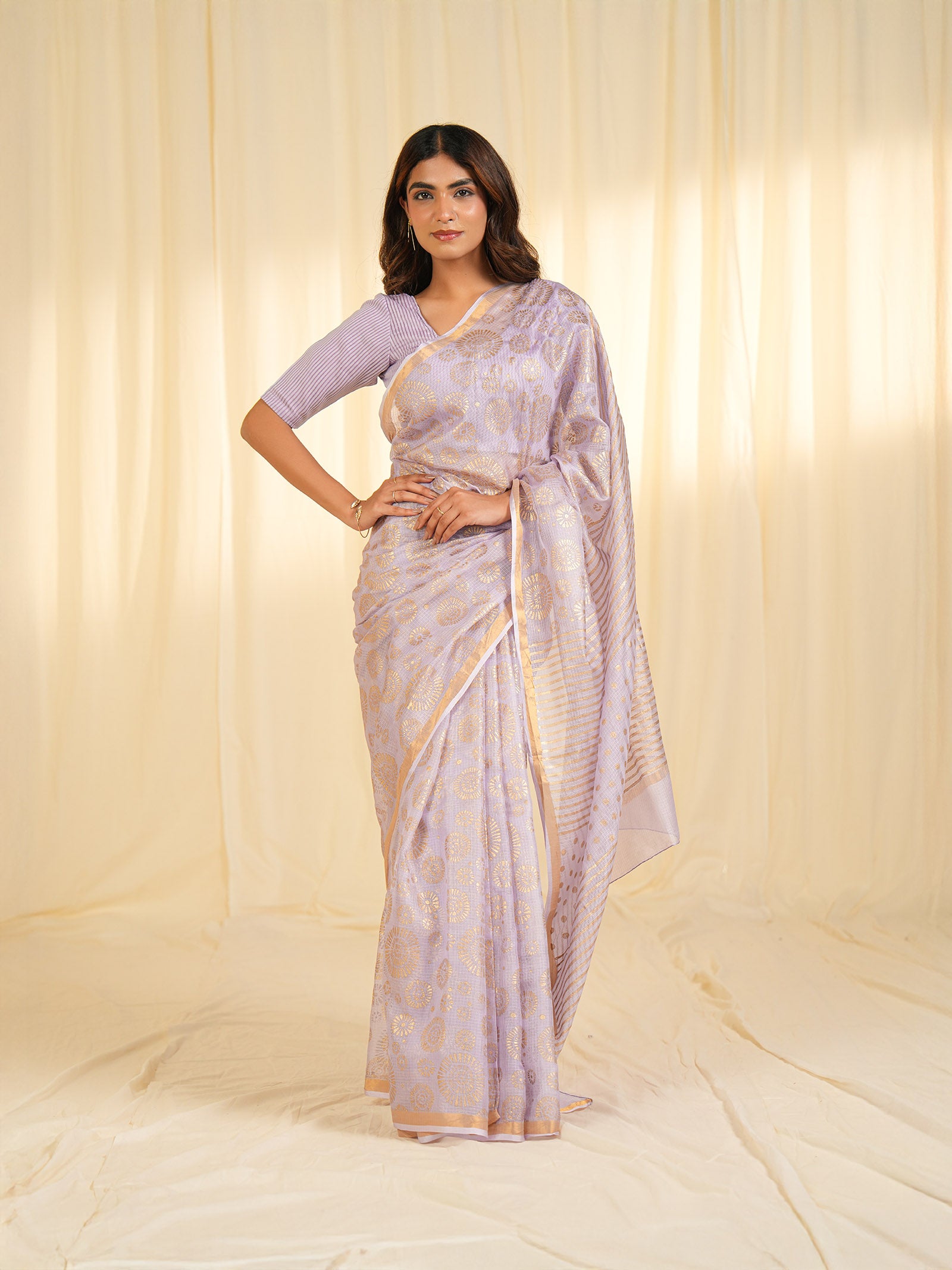 Pastel Lavender Kota Silk Saree