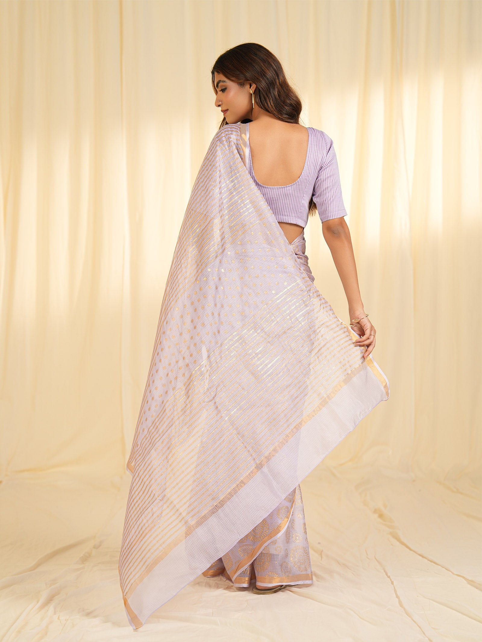 Pastel Lavender Kota Silk Saree