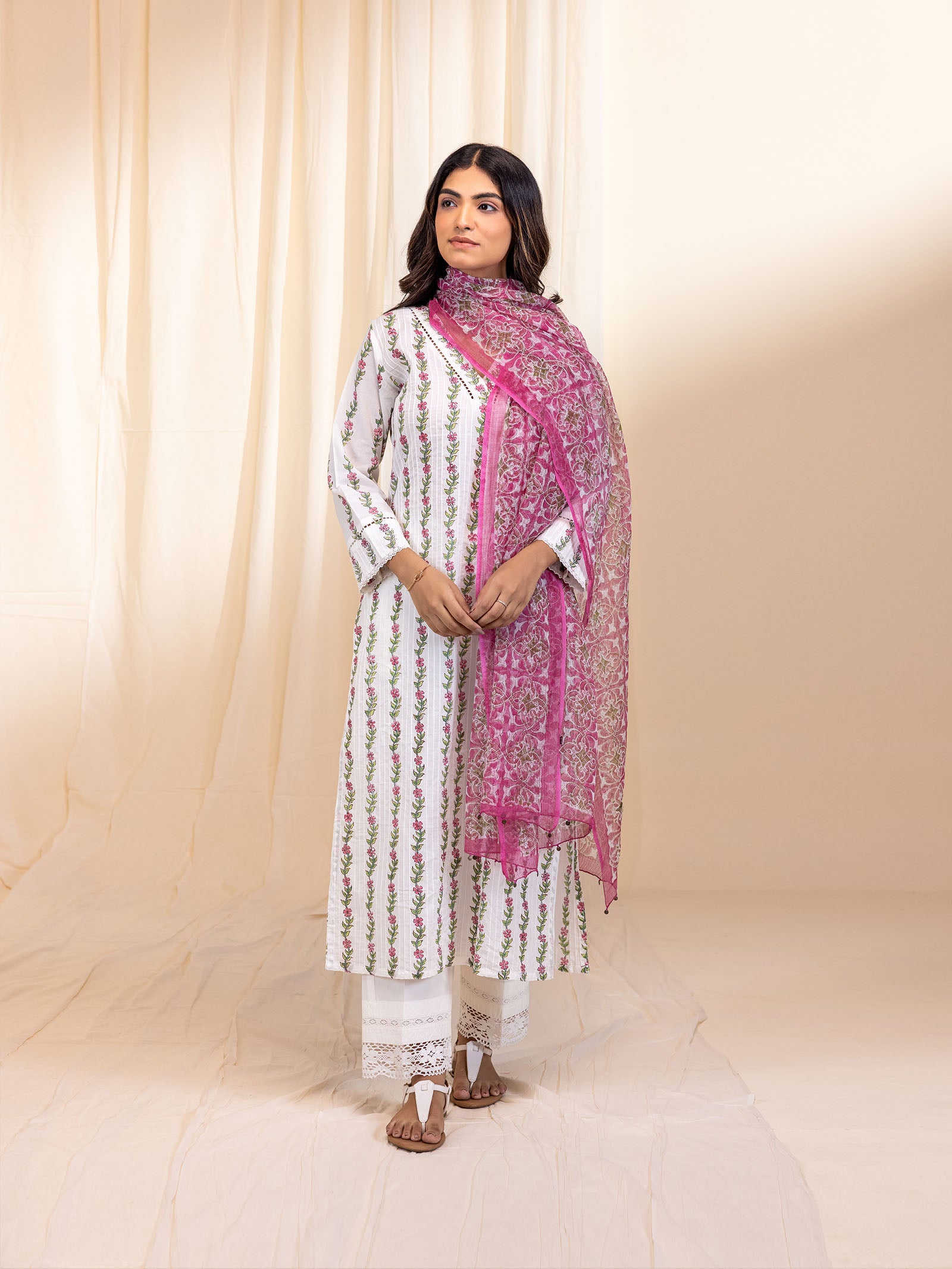 Petal Trails Cotton Kurta