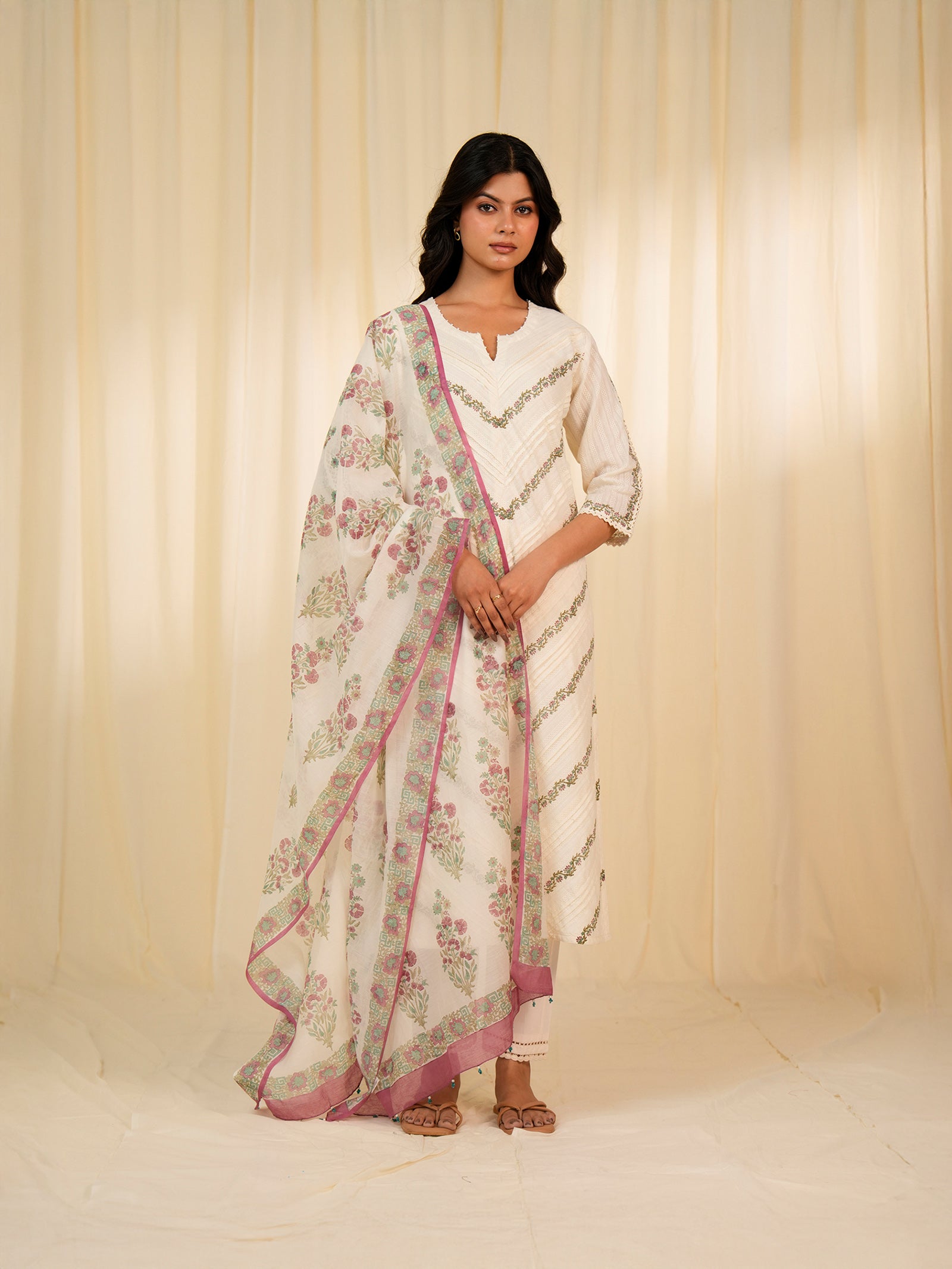 Pink Tusker Chanderi Dupatta