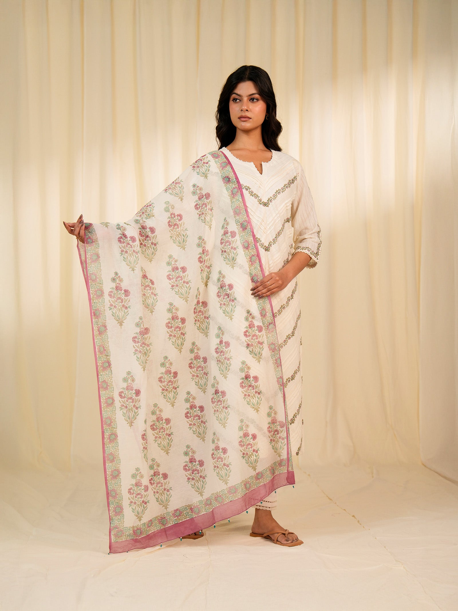 Pink Tusker Chanderi Dupatta