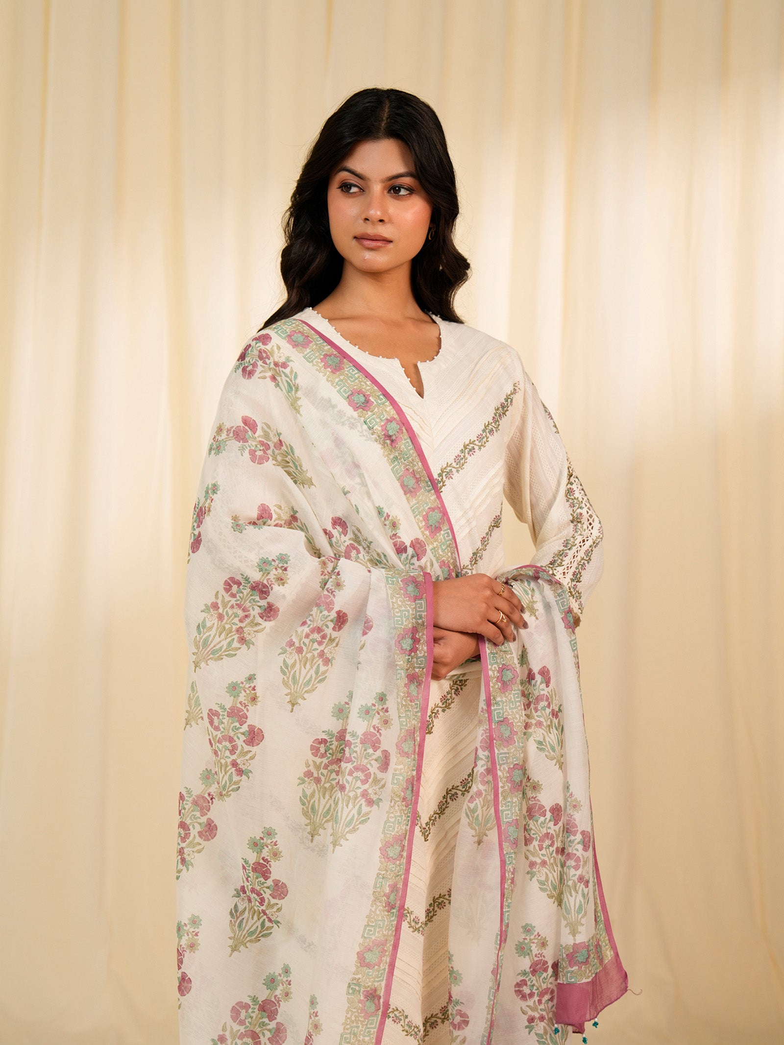 Pink Tusker Chanderi Dupatta