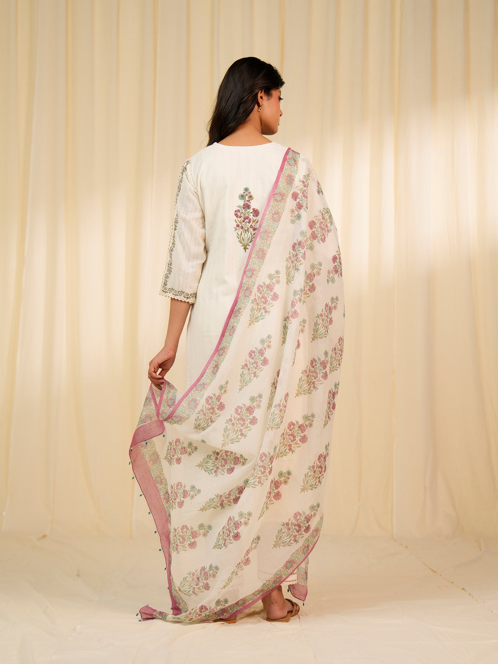 Pink Tusker Chanderi Dupatta
