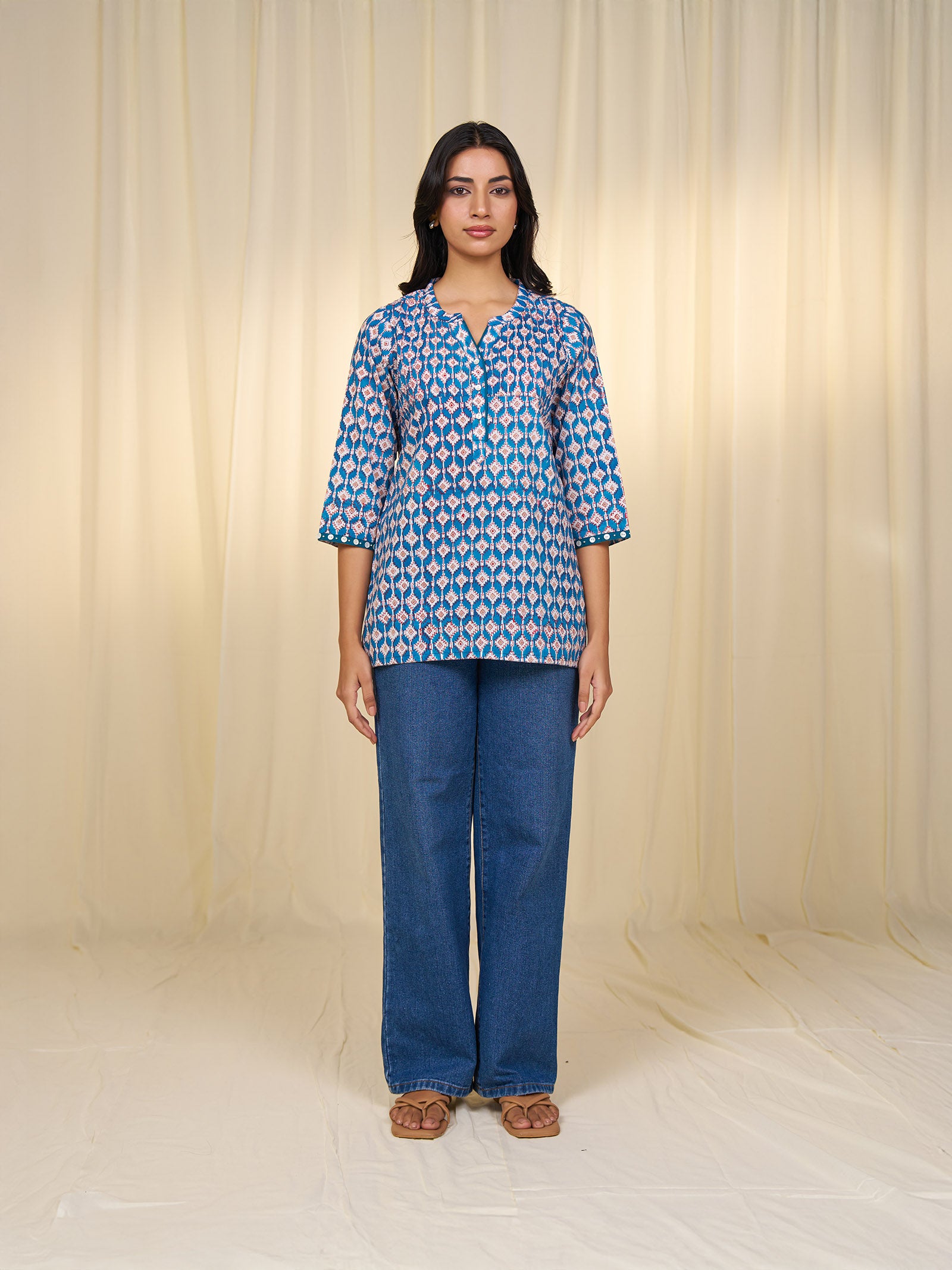 Teal Cotton Kurti