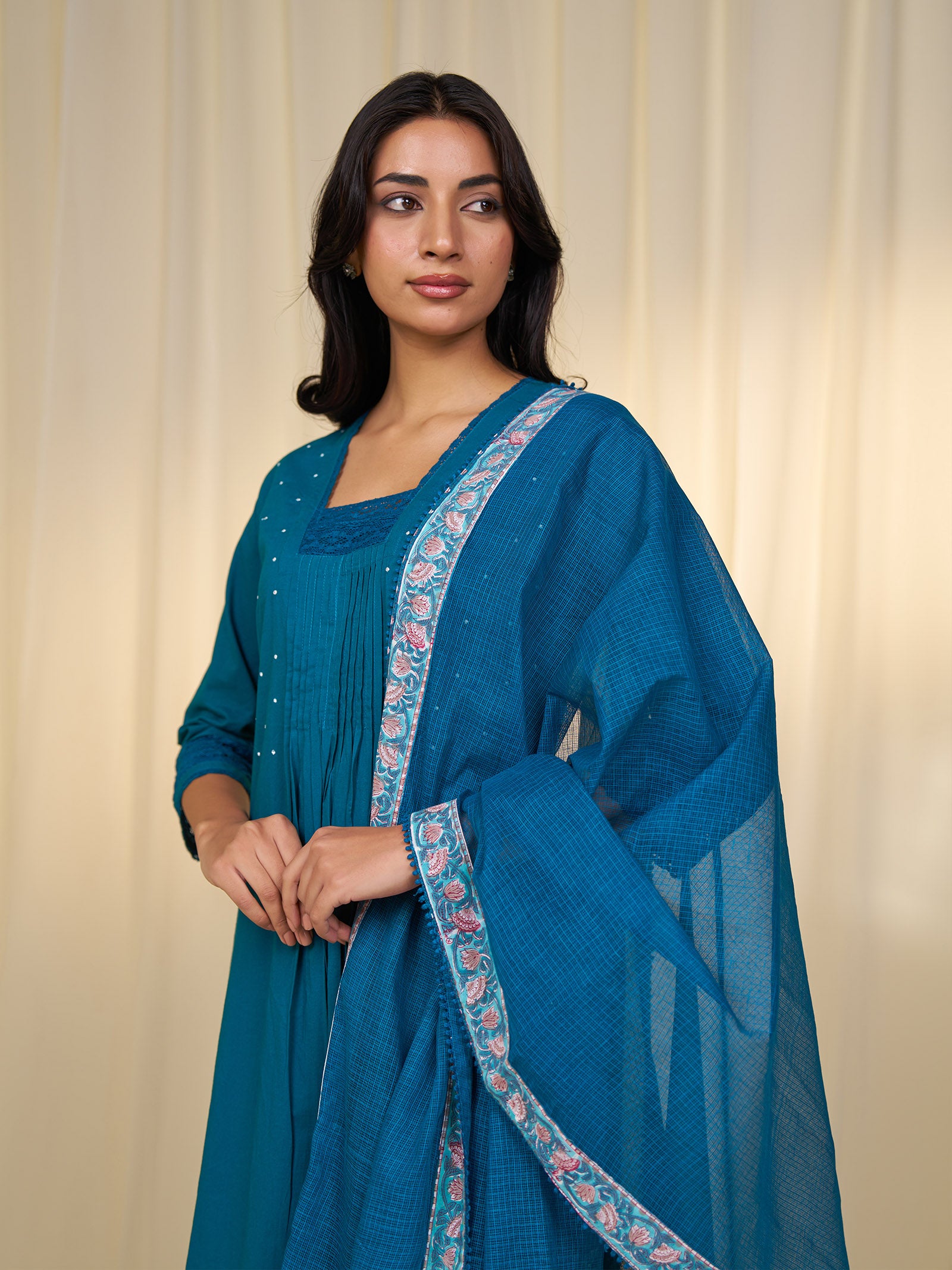 Teal Jaal Kota Dupatta