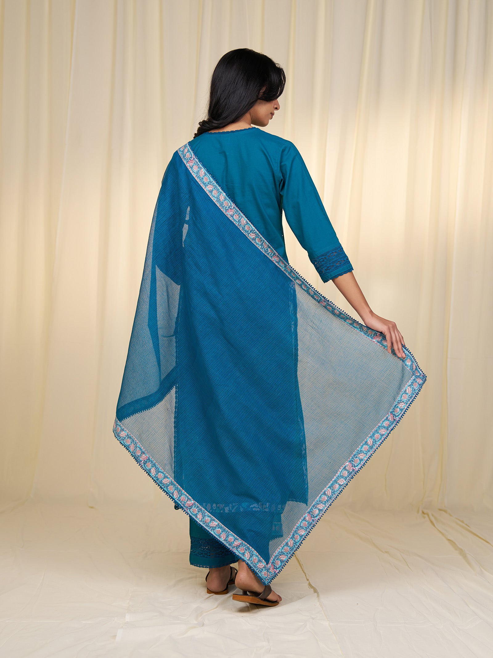 Teal Jaal Kota Dupatta