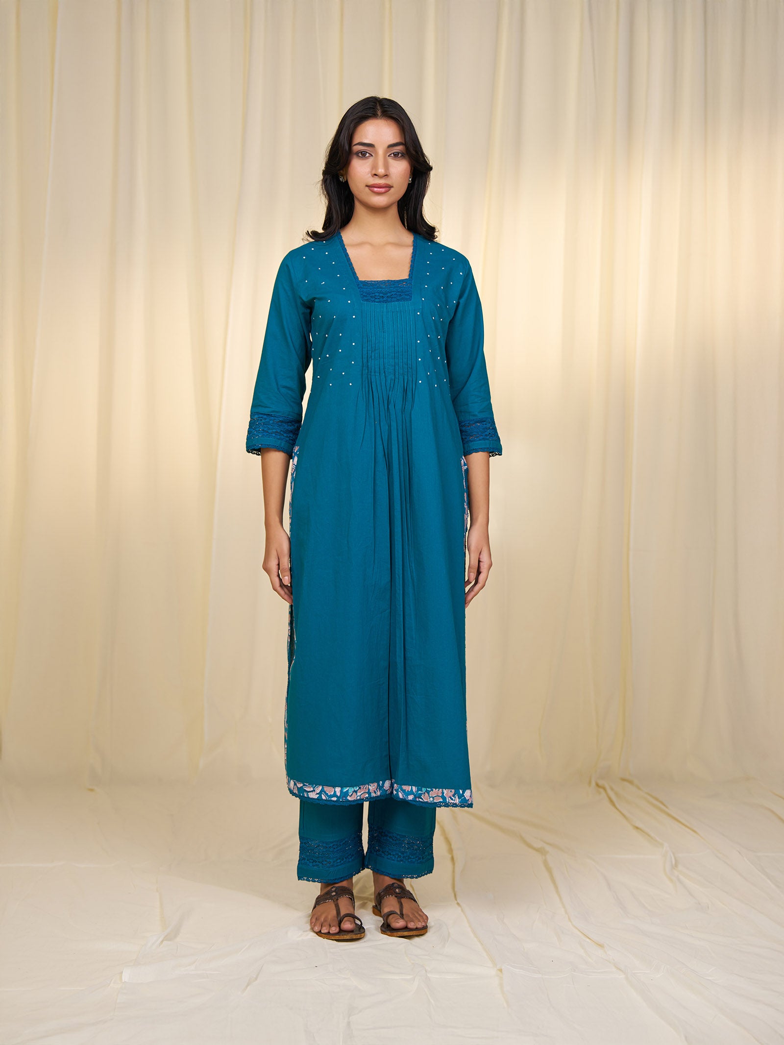 Teal Cotton Kurta