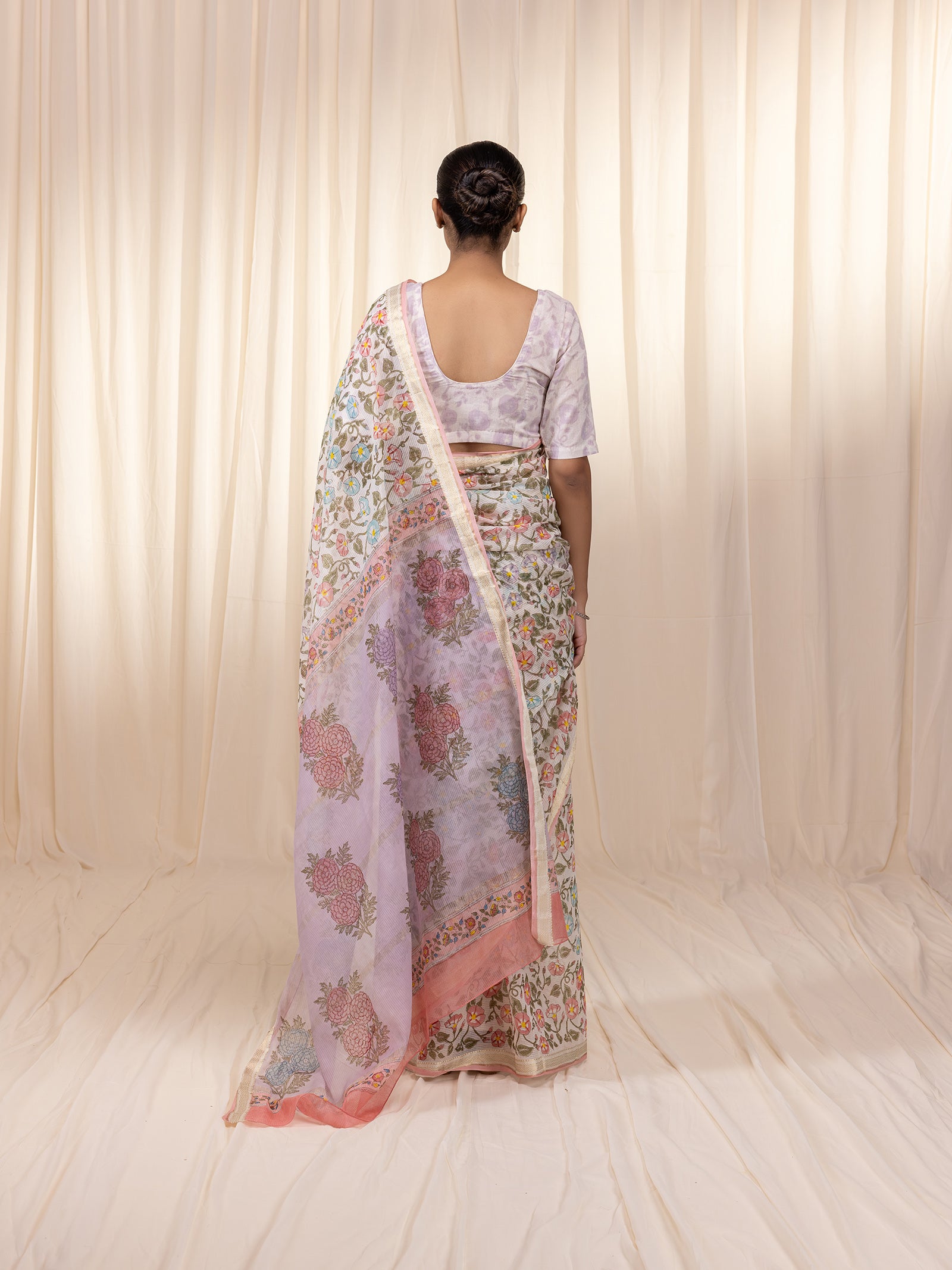 Rainbow Maheshwari Saree