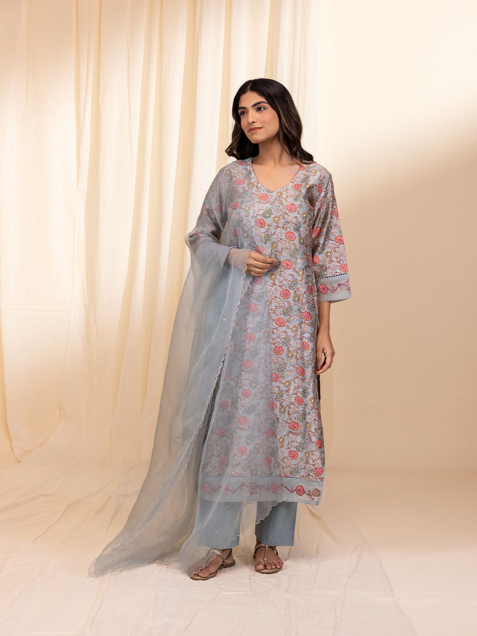 Rangrez Chanderi Kurta