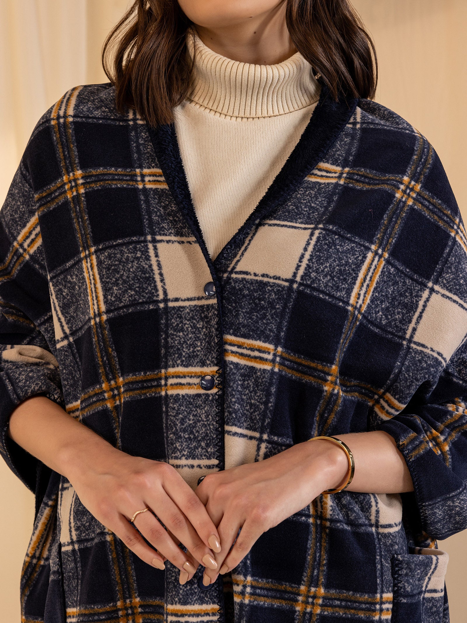 Woolen Reversible Wrap - Blue