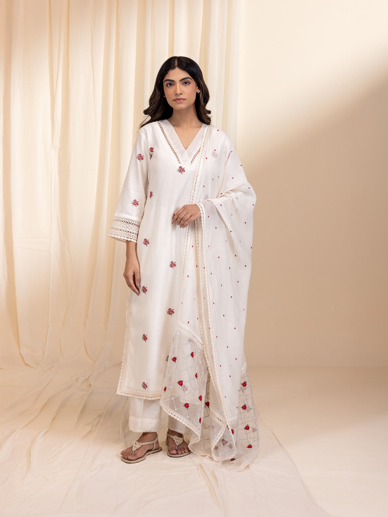 Rosy Pearls Chanderi Dupatta