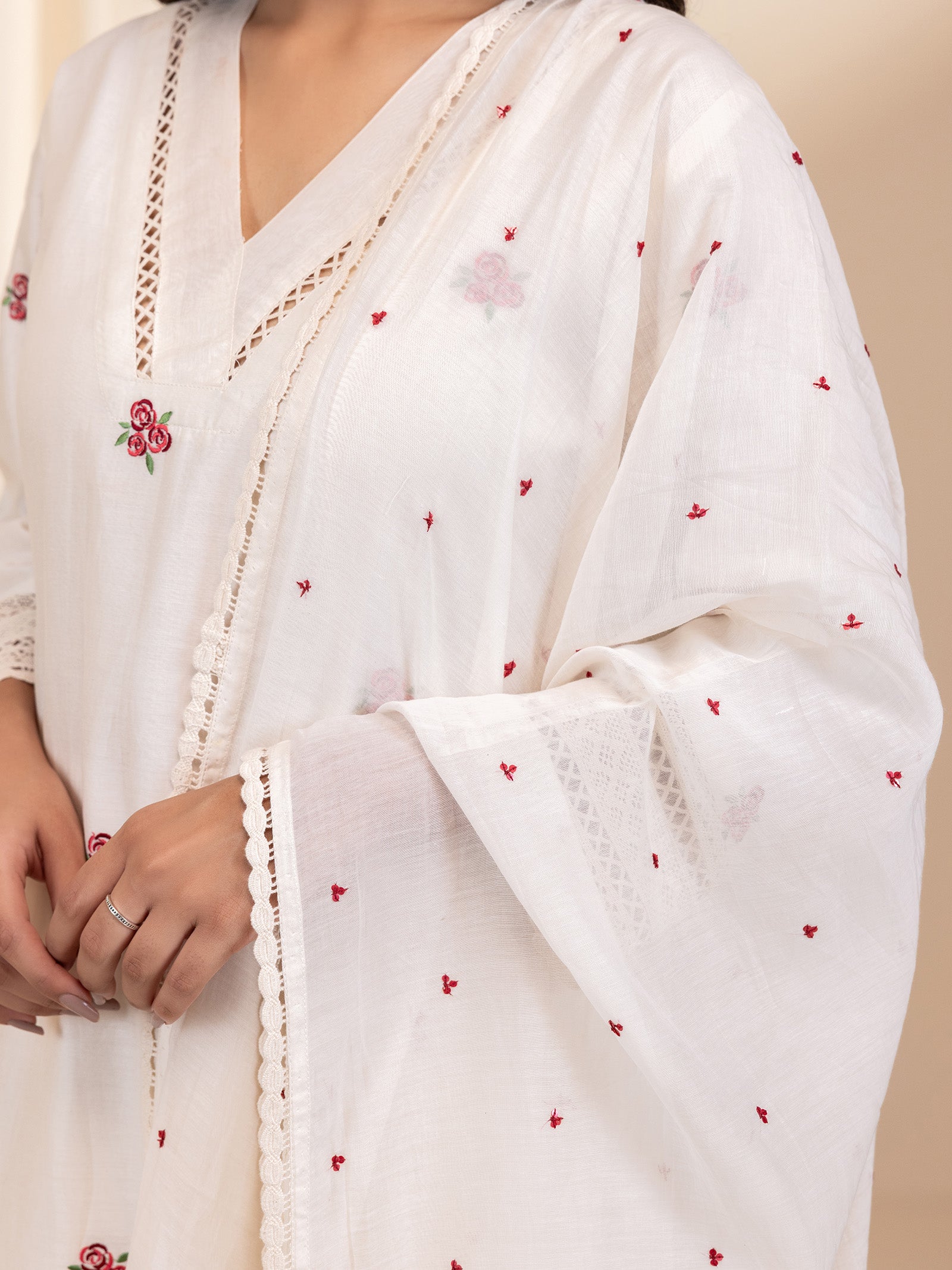 Rosy Pearls Chanderi Dupatta