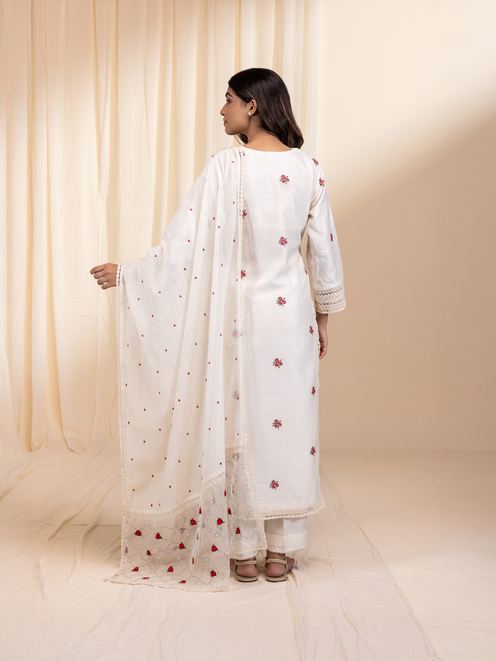 Rosy Pearls Chanderi Dupatta