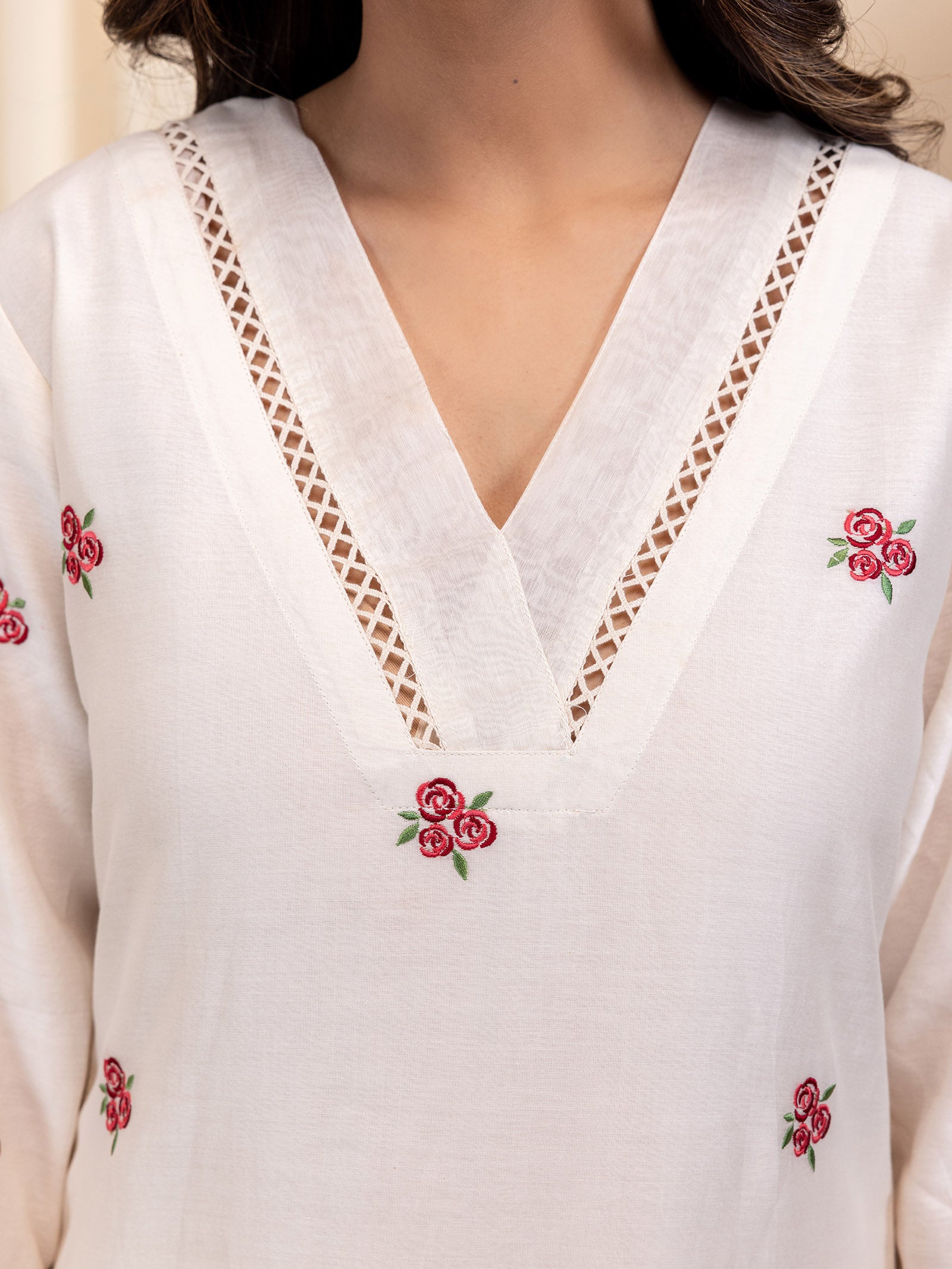 Rosy Pearls Chanderi Kurta