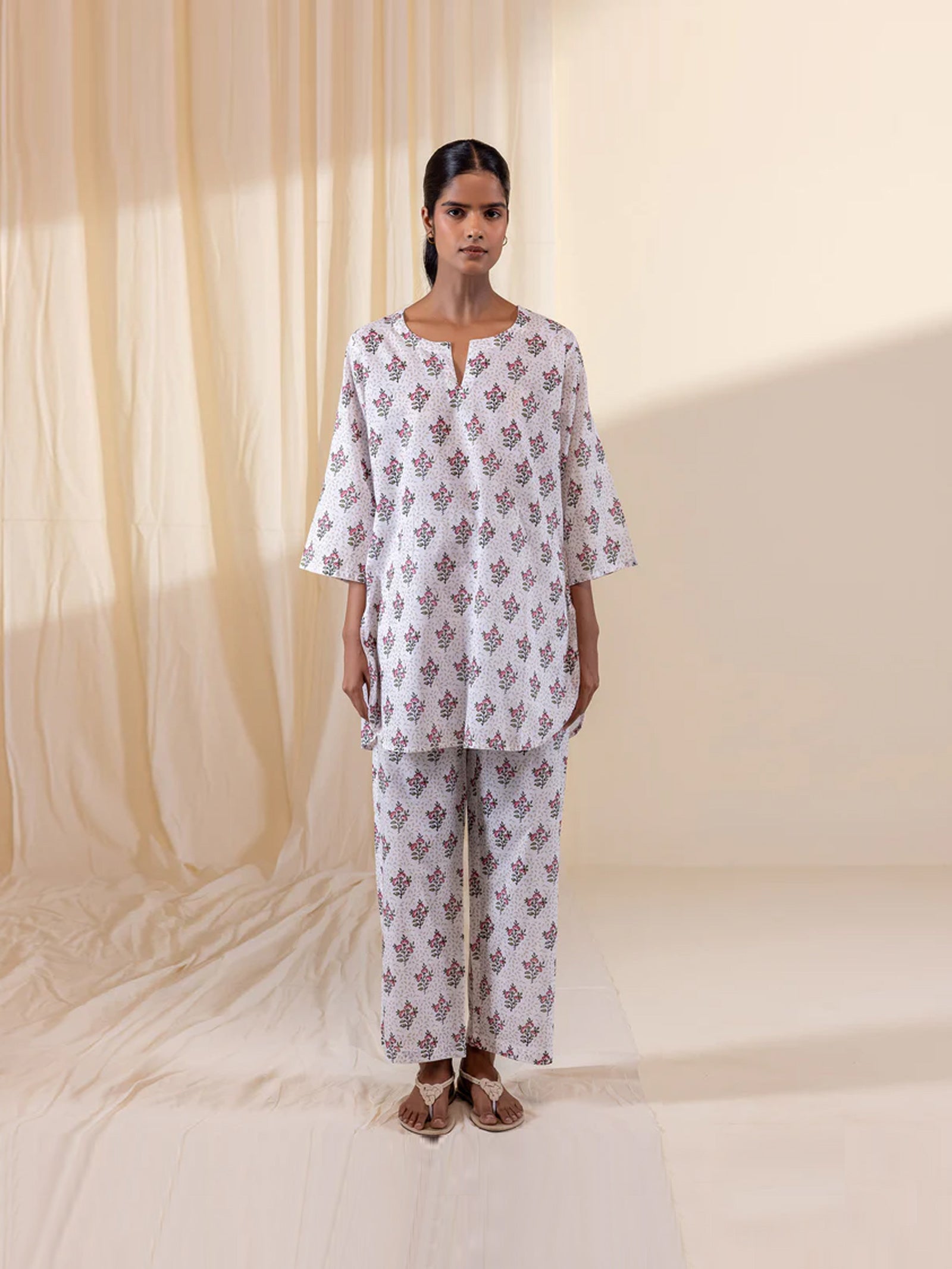 Rosy Whispers Cotton Night Suit