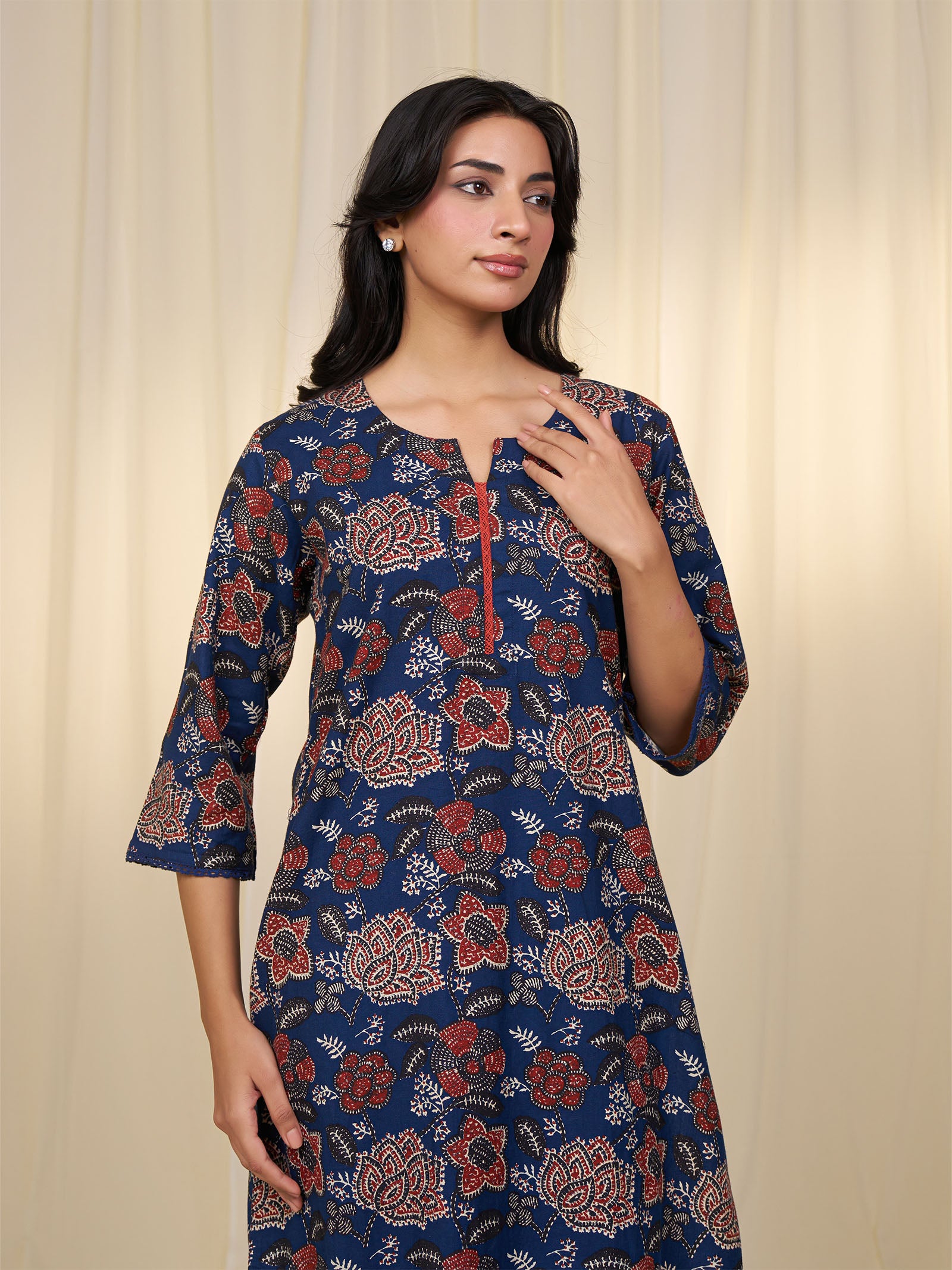 Rust Bloom Twill Kurta