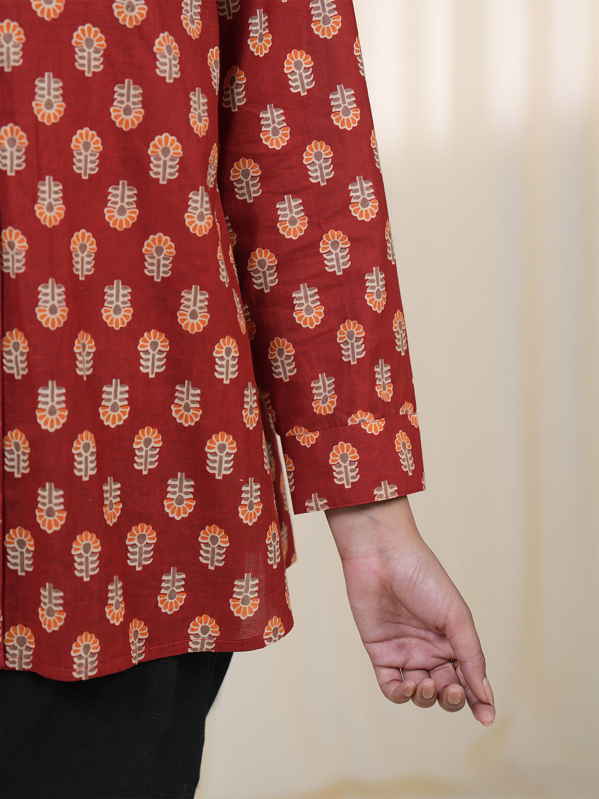 Rustic Indian Booti Cotton Shirt
