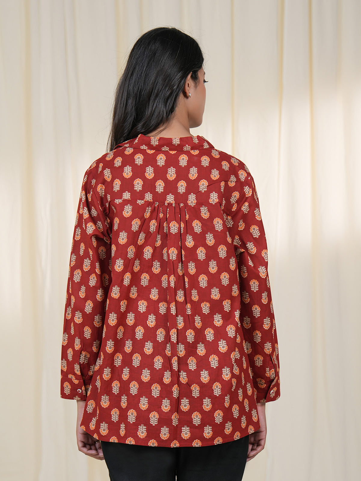 Rustic Indian Booti Cotton Shirt