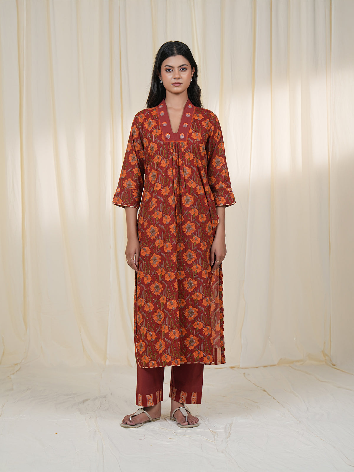 Rustic Indian Floral Cotton Kurta