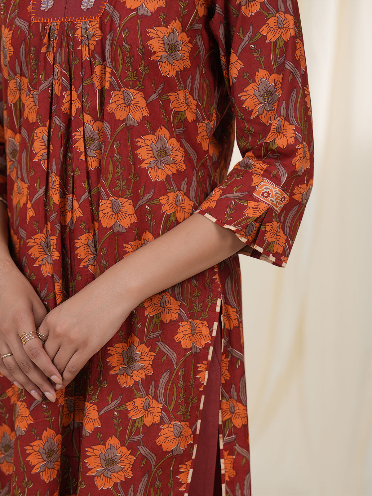 Rustic Indian Floral Cotton Kurta