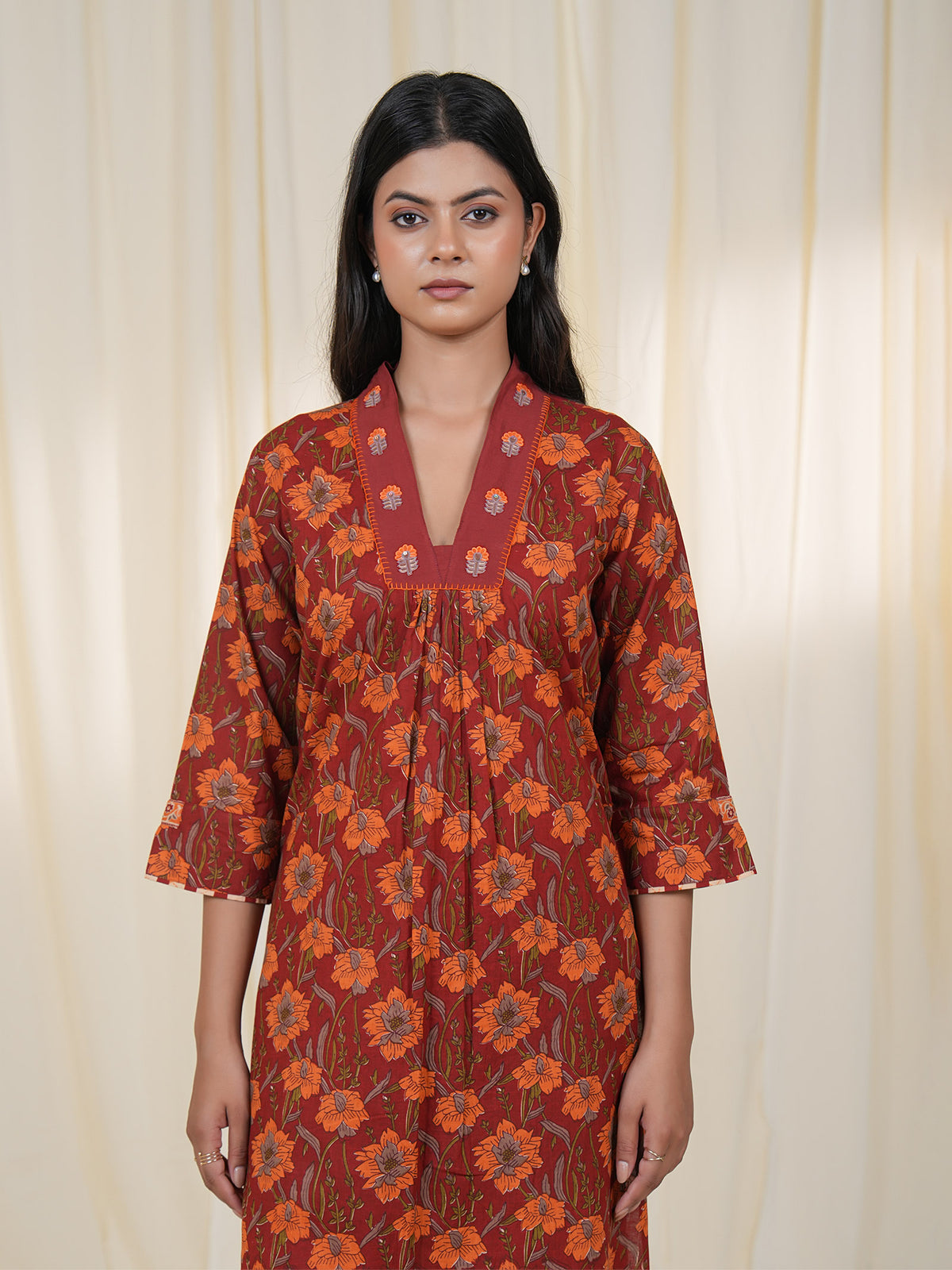 Rustic Indian Floral Cotton Kurta