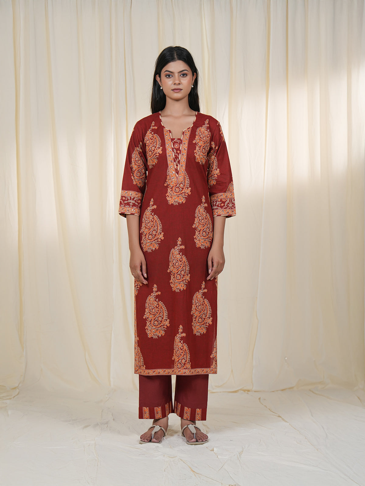 Rustic Indian Paisley Cotton Kurta