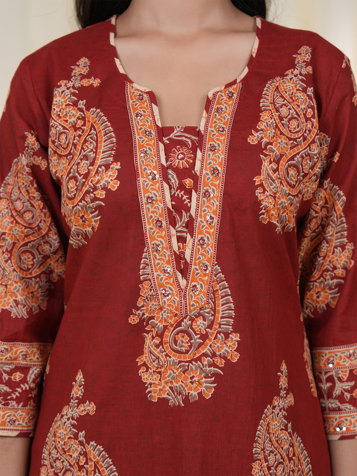 Rustic Indian Paisley Cotton Kurta