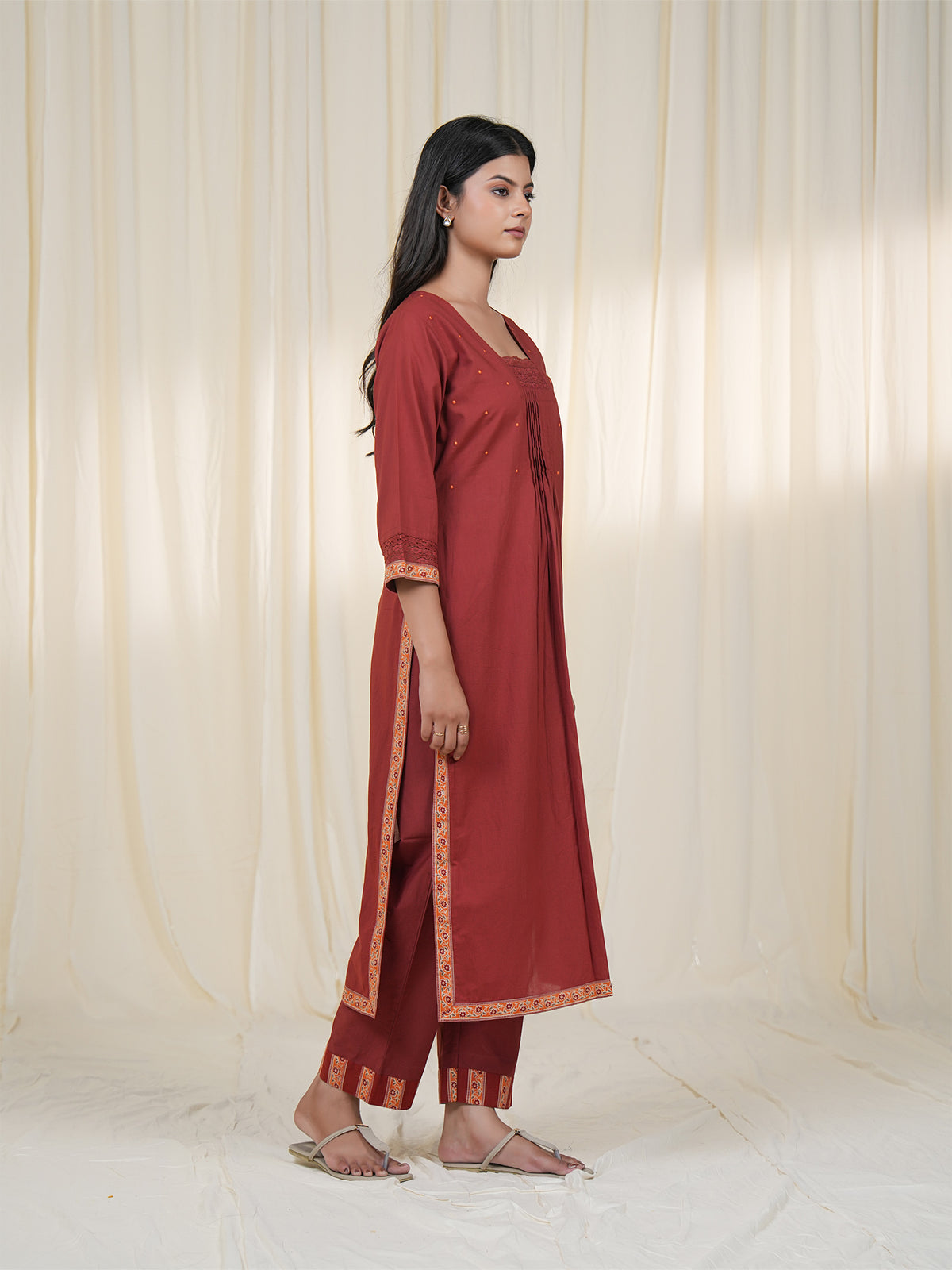 Rustic Indian Plain Cotton Kurta