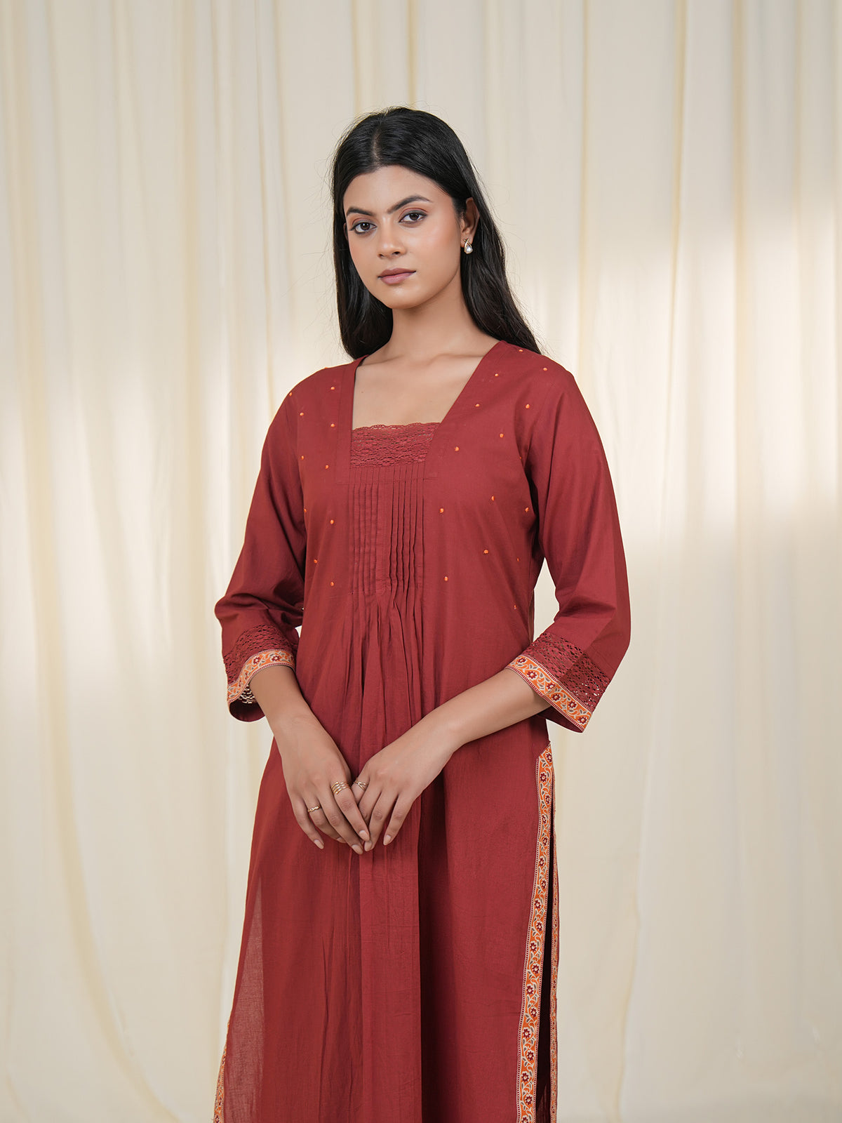 Rustic Indian Plain Cotton Kurta