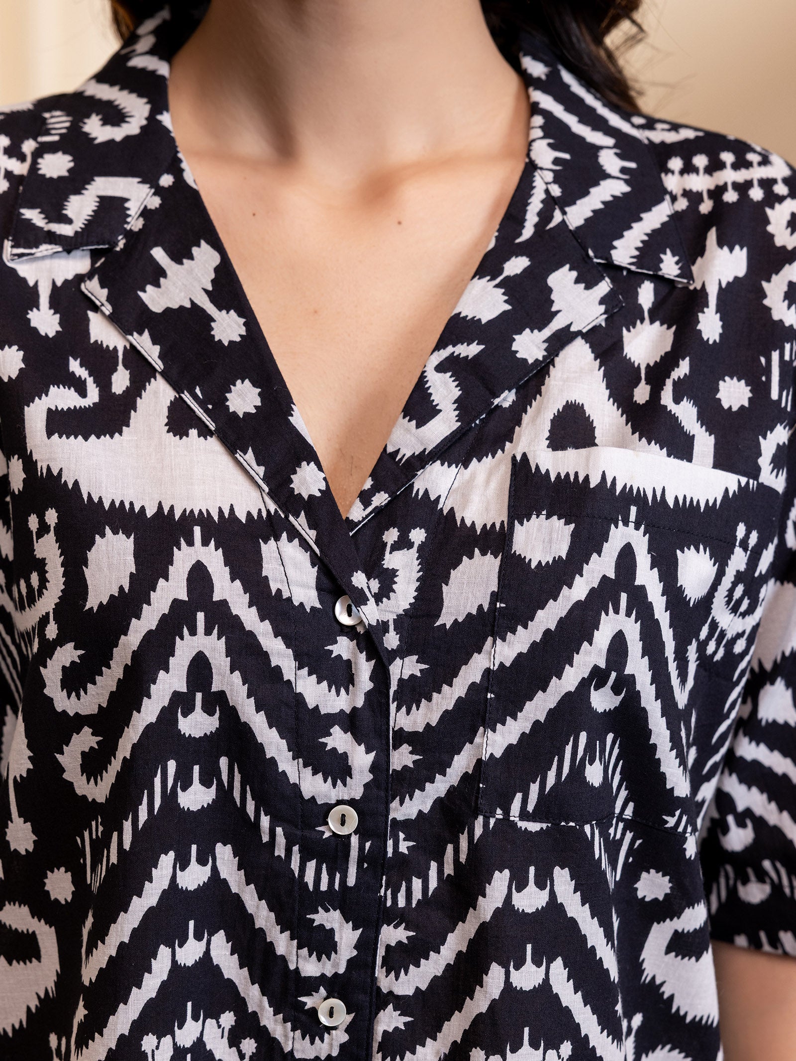 Ikat Redefined Coal Cotton Shirt