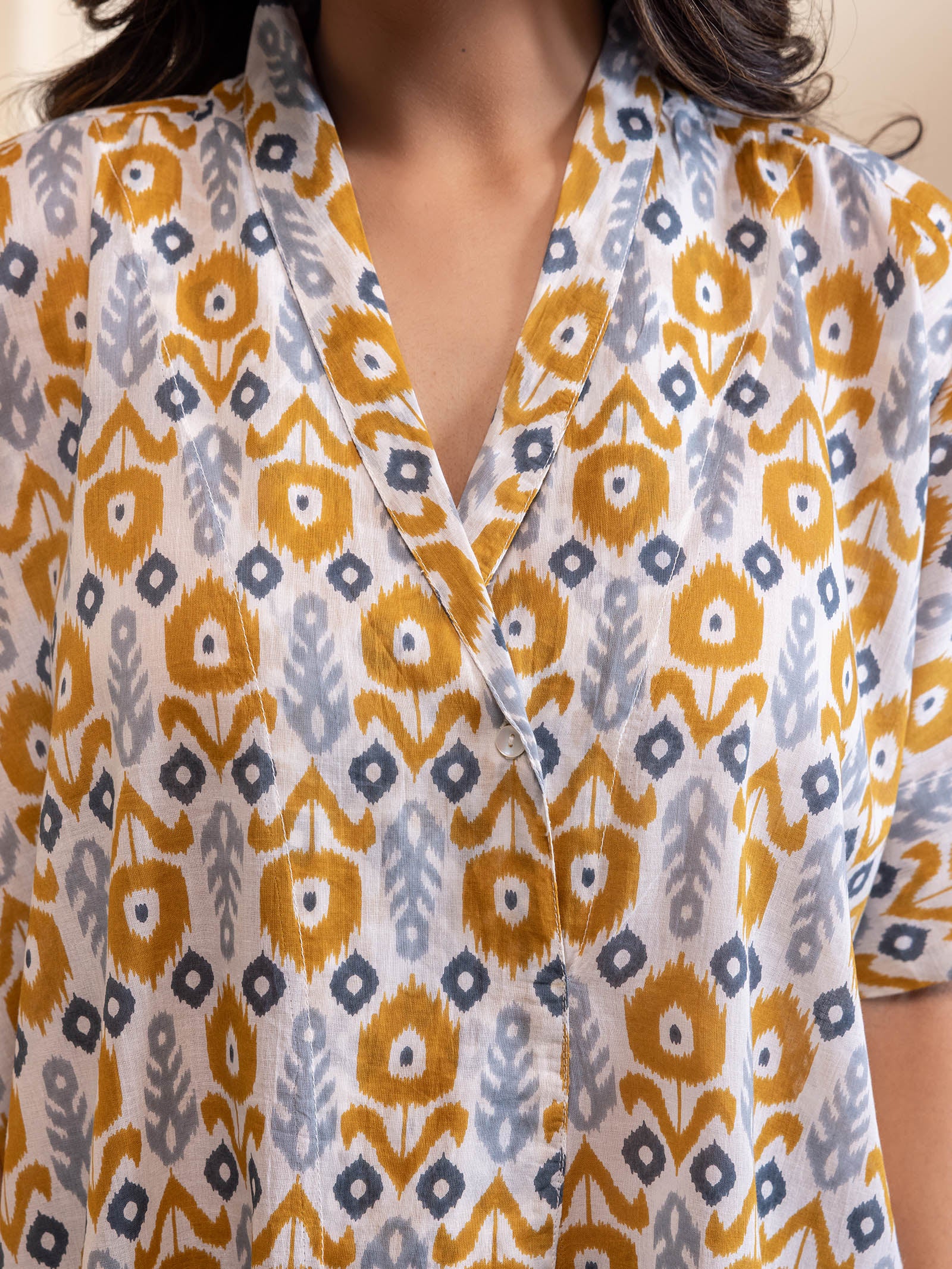 Ikat Redefined Ochre Voile Shirt