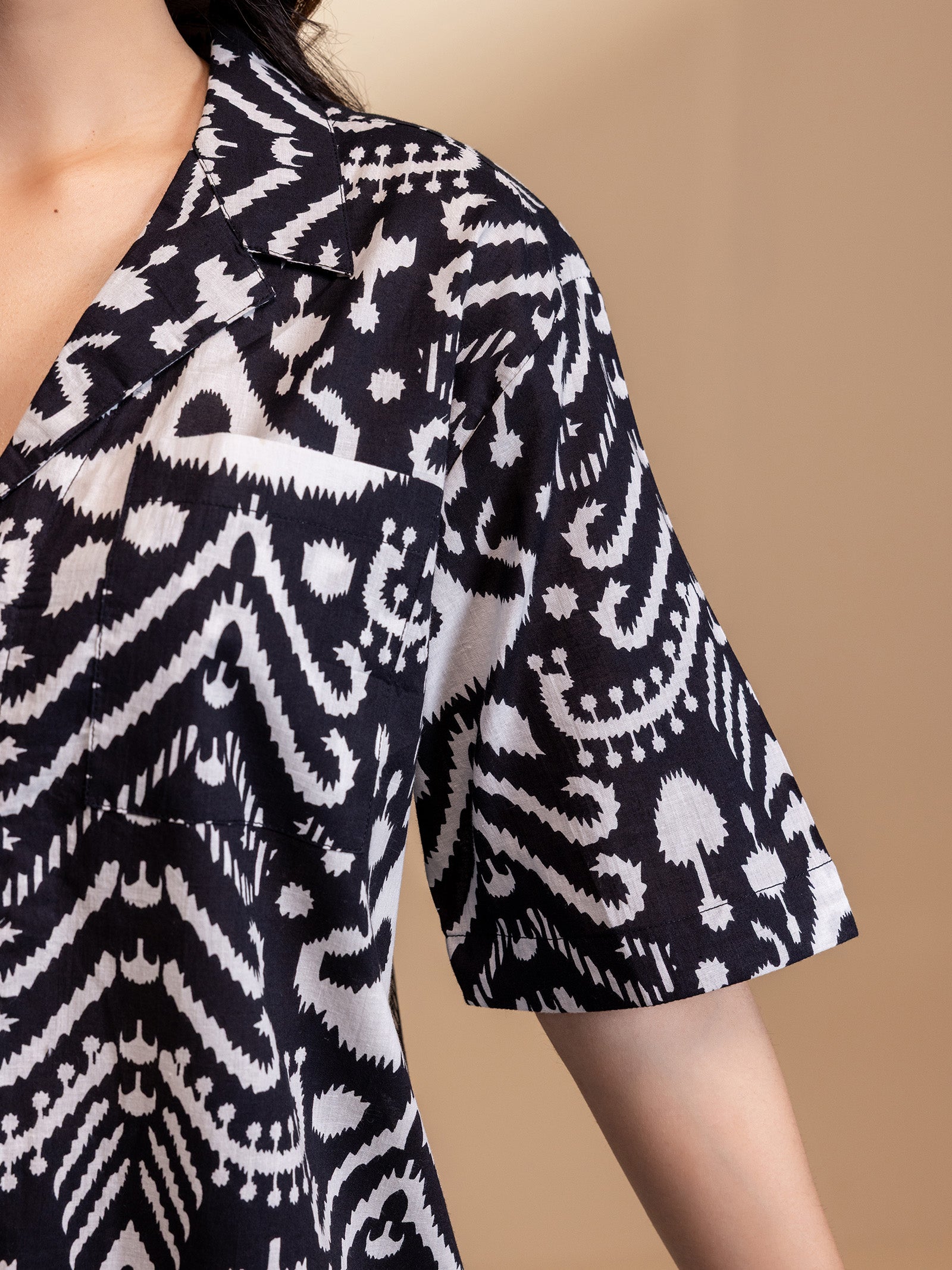 Ikat Redefined Coal Cotton Shirt