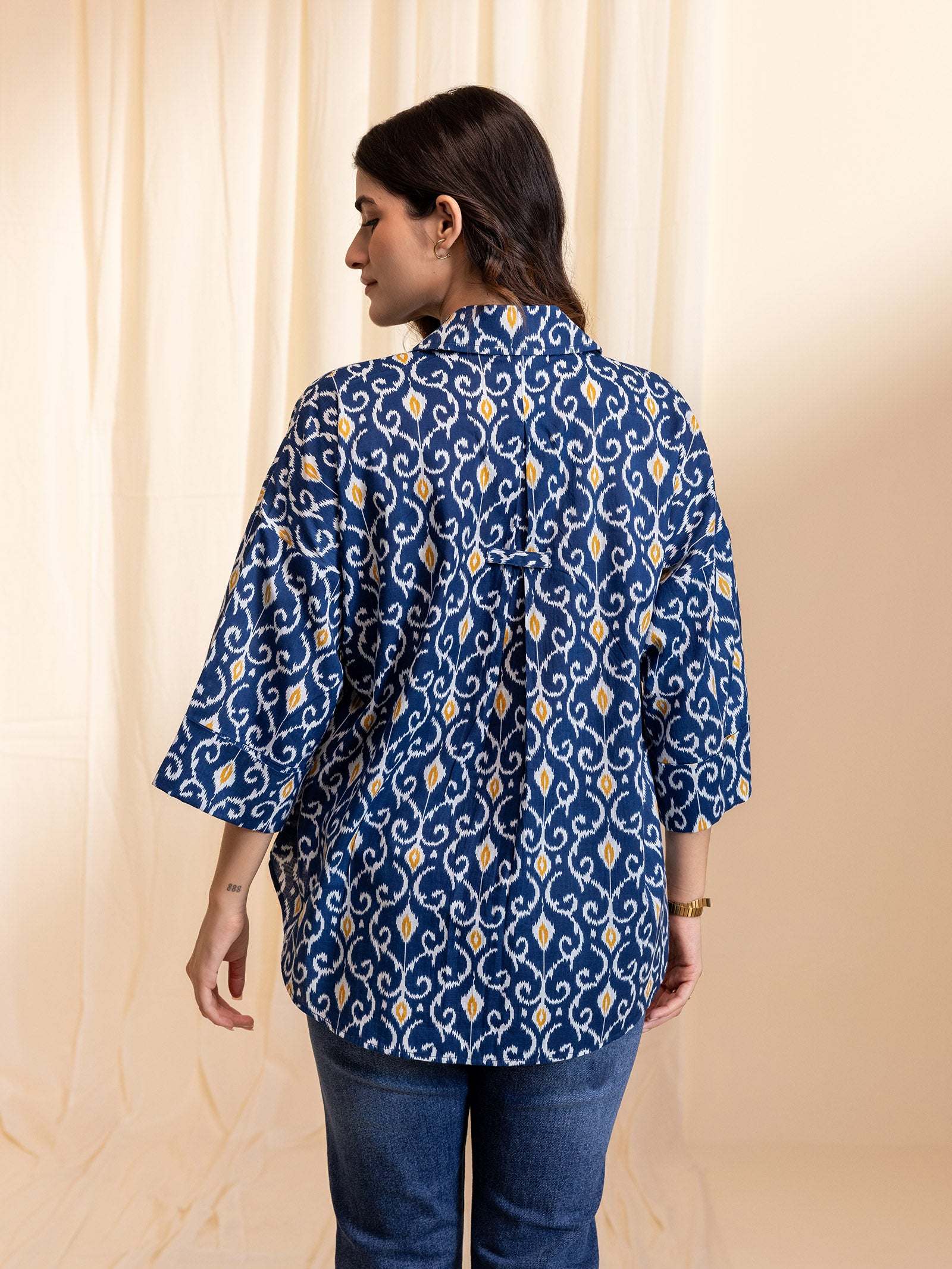 Ikat Redefined Cobalt Cotton Shirt