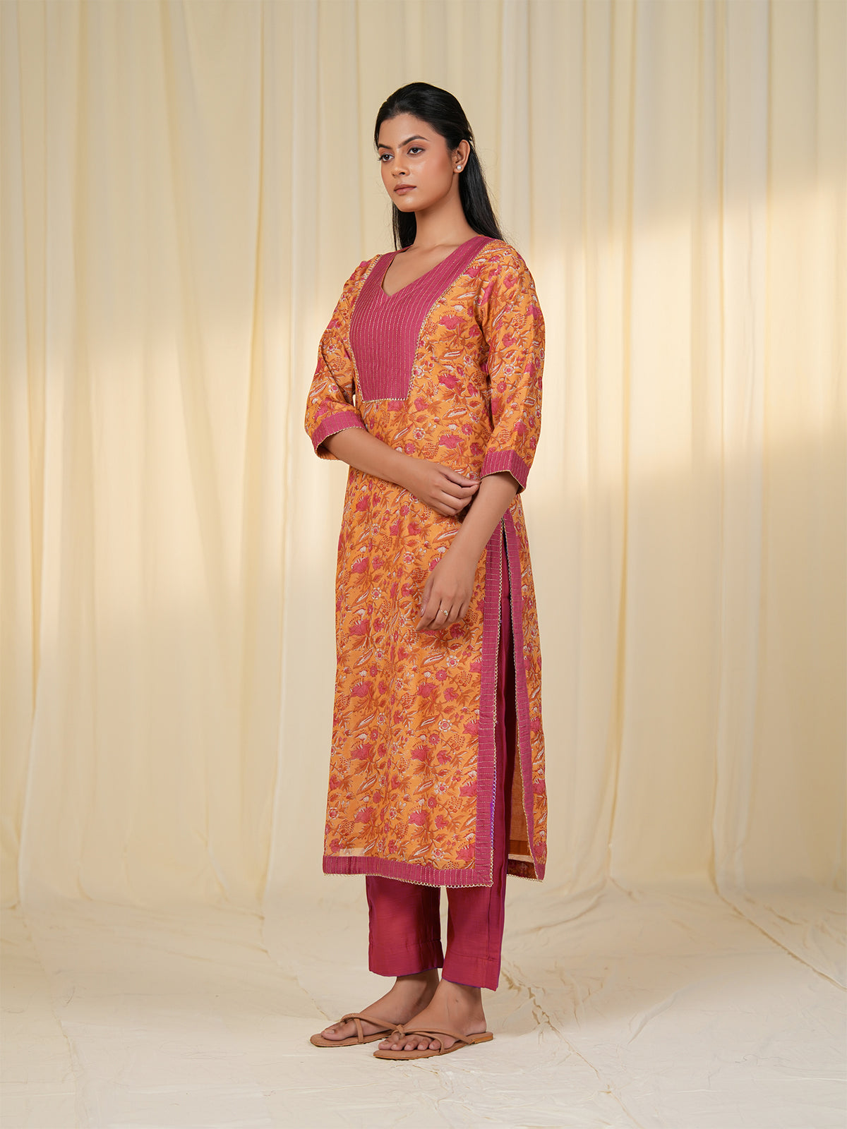 Sada Suhagan Cosmos Valley Chanderi Kurta