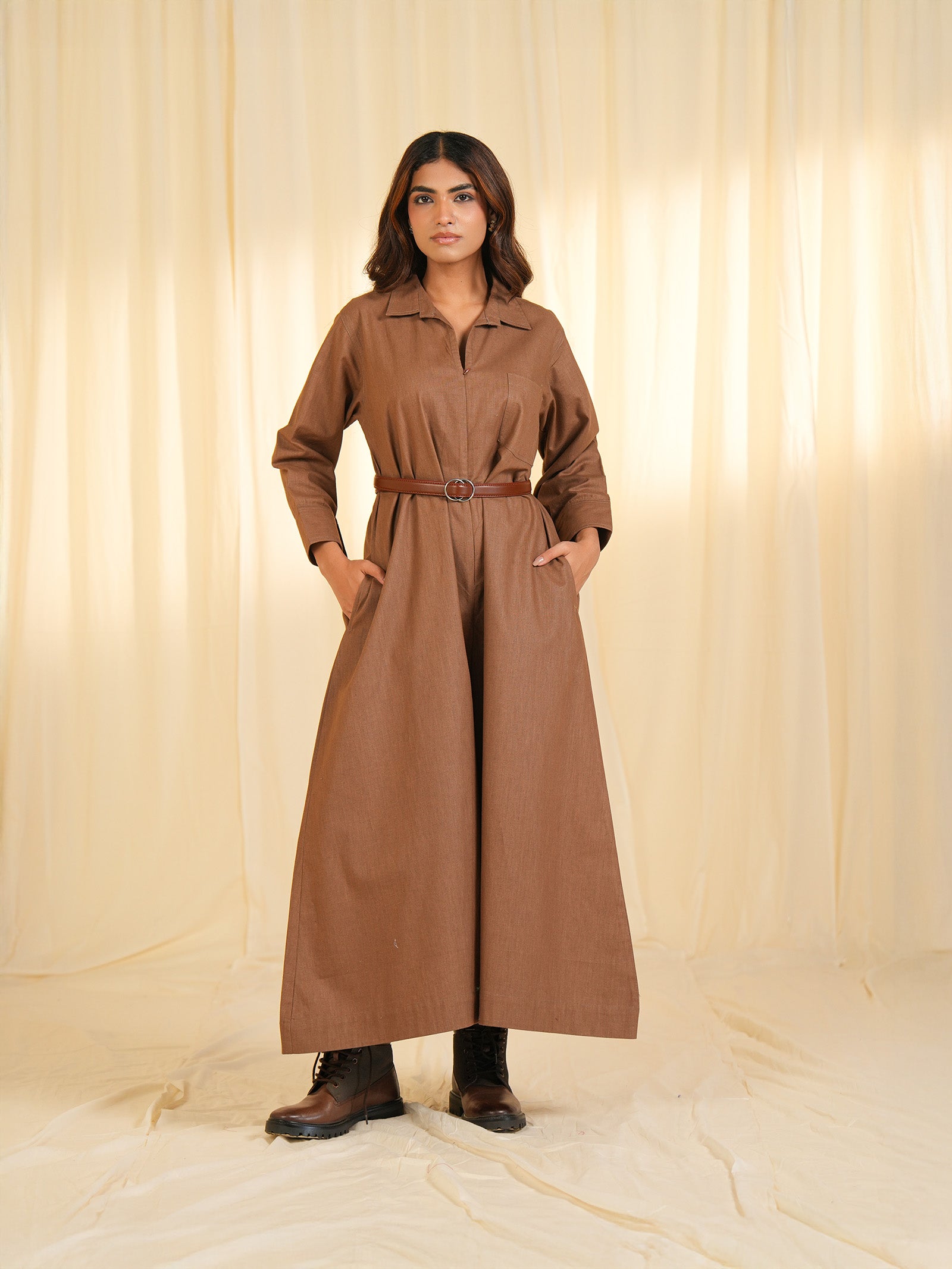 Safari - Beige Cotton Jumpsuit