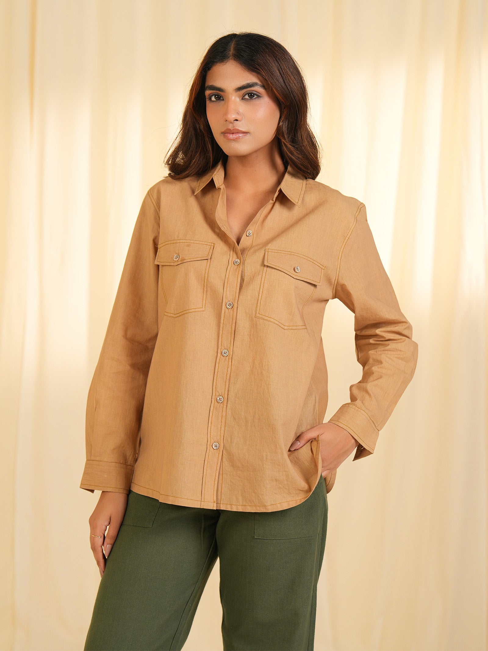 Safari - Olive Beige Cotton Shirt
