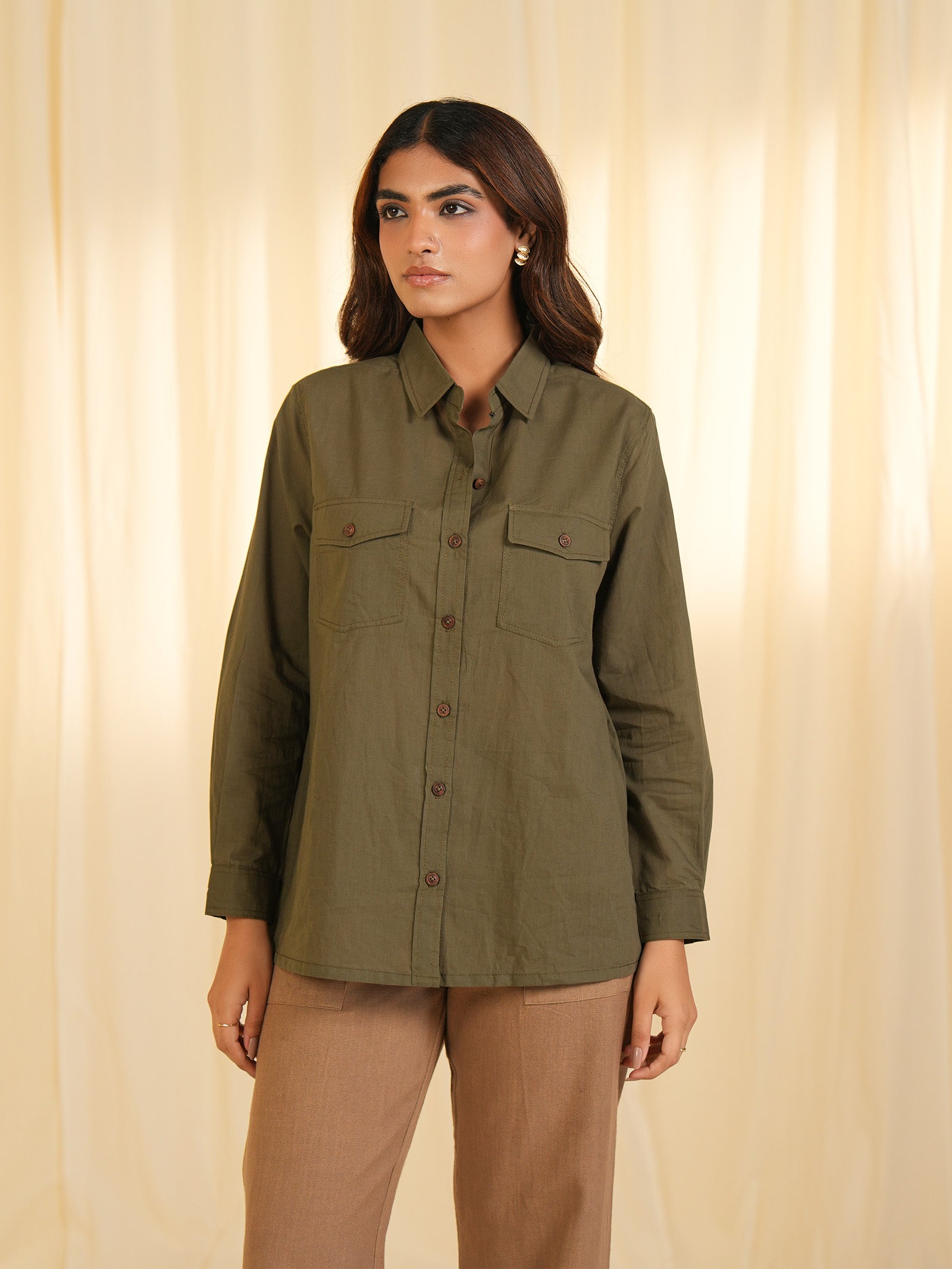 Safari - Olive Green Cotton Shirt