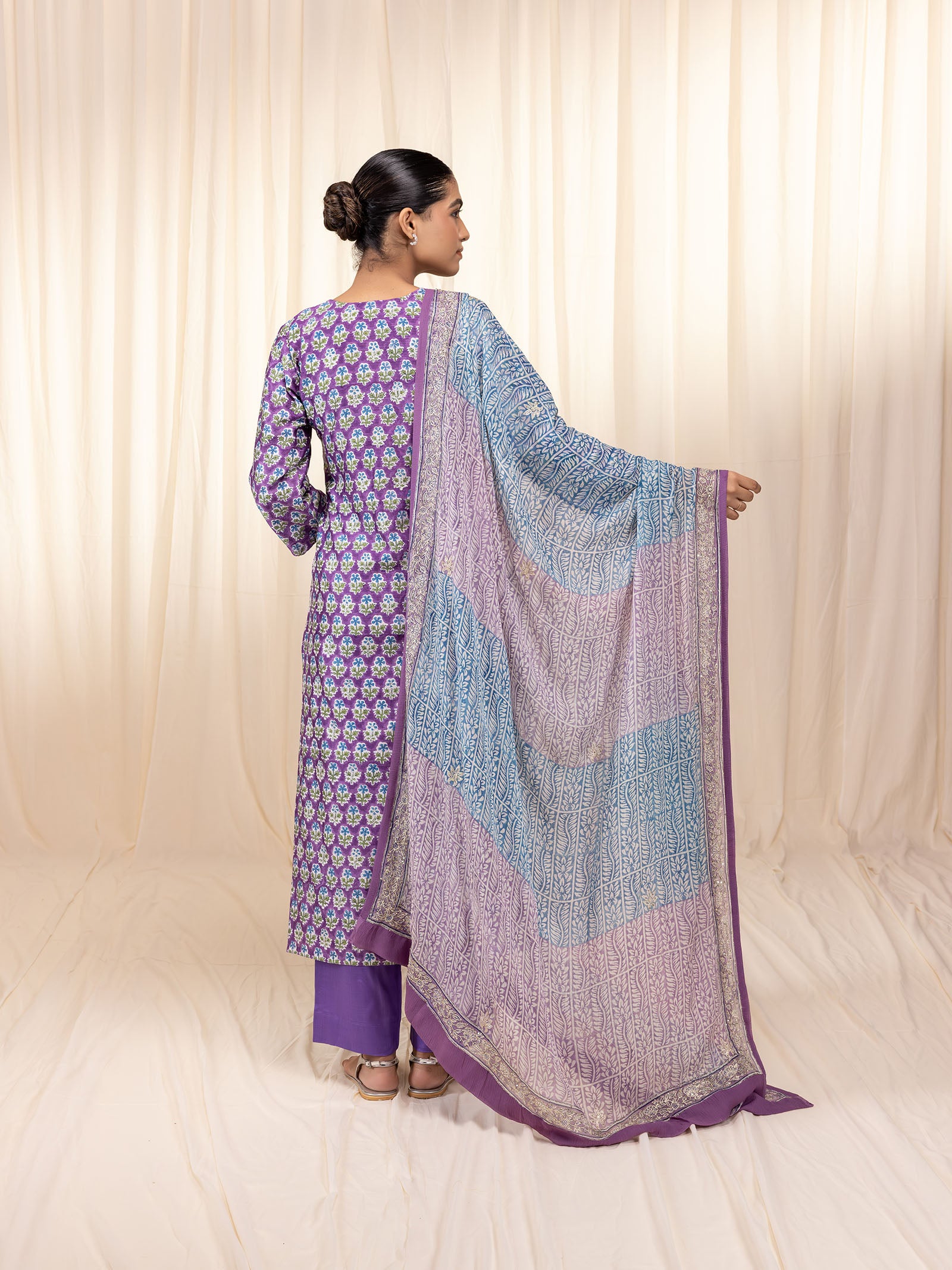 Sakhi Saheliya Purple Chiffon Dupatta