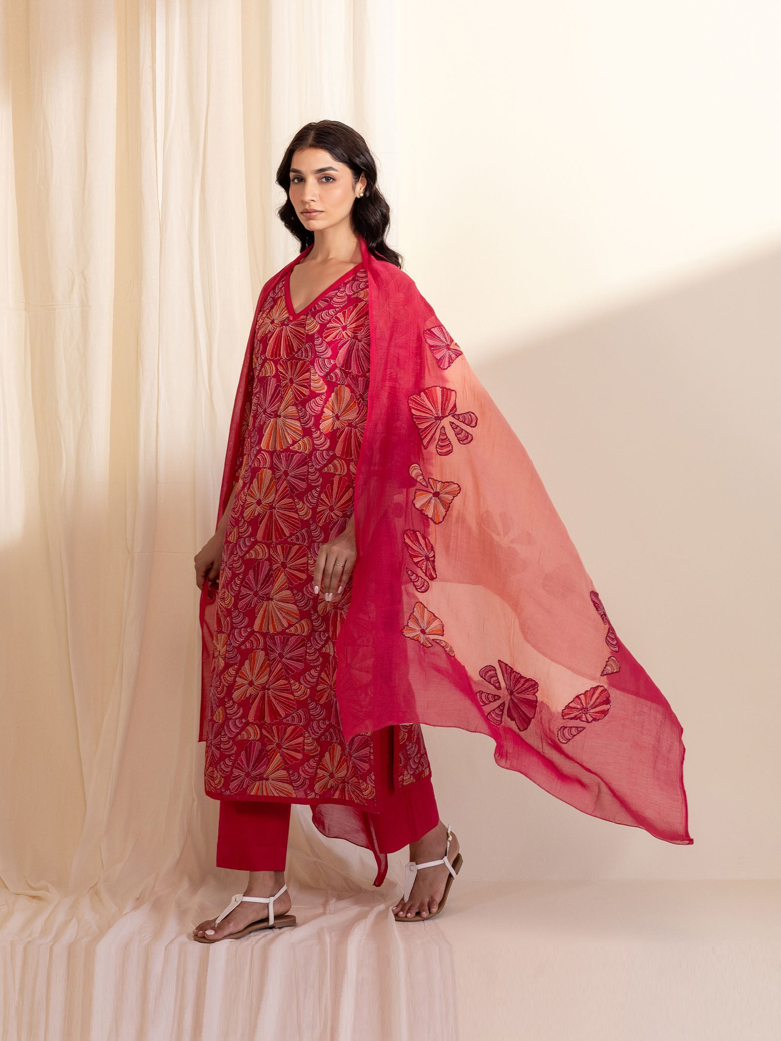Sea Shells Chanderi Dupatta