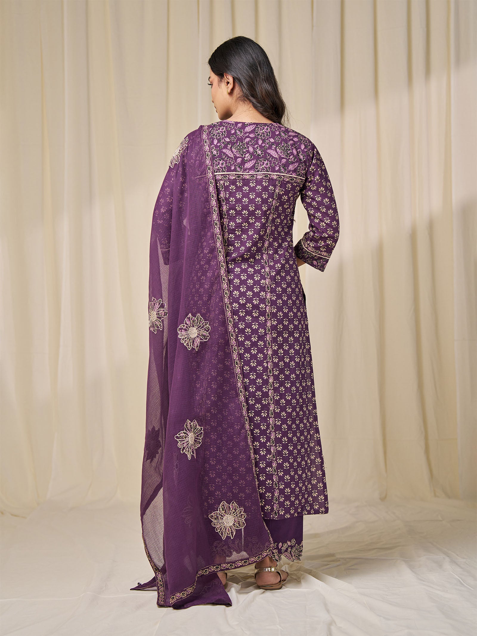 Purple Plum Kota Doria Dupatta
