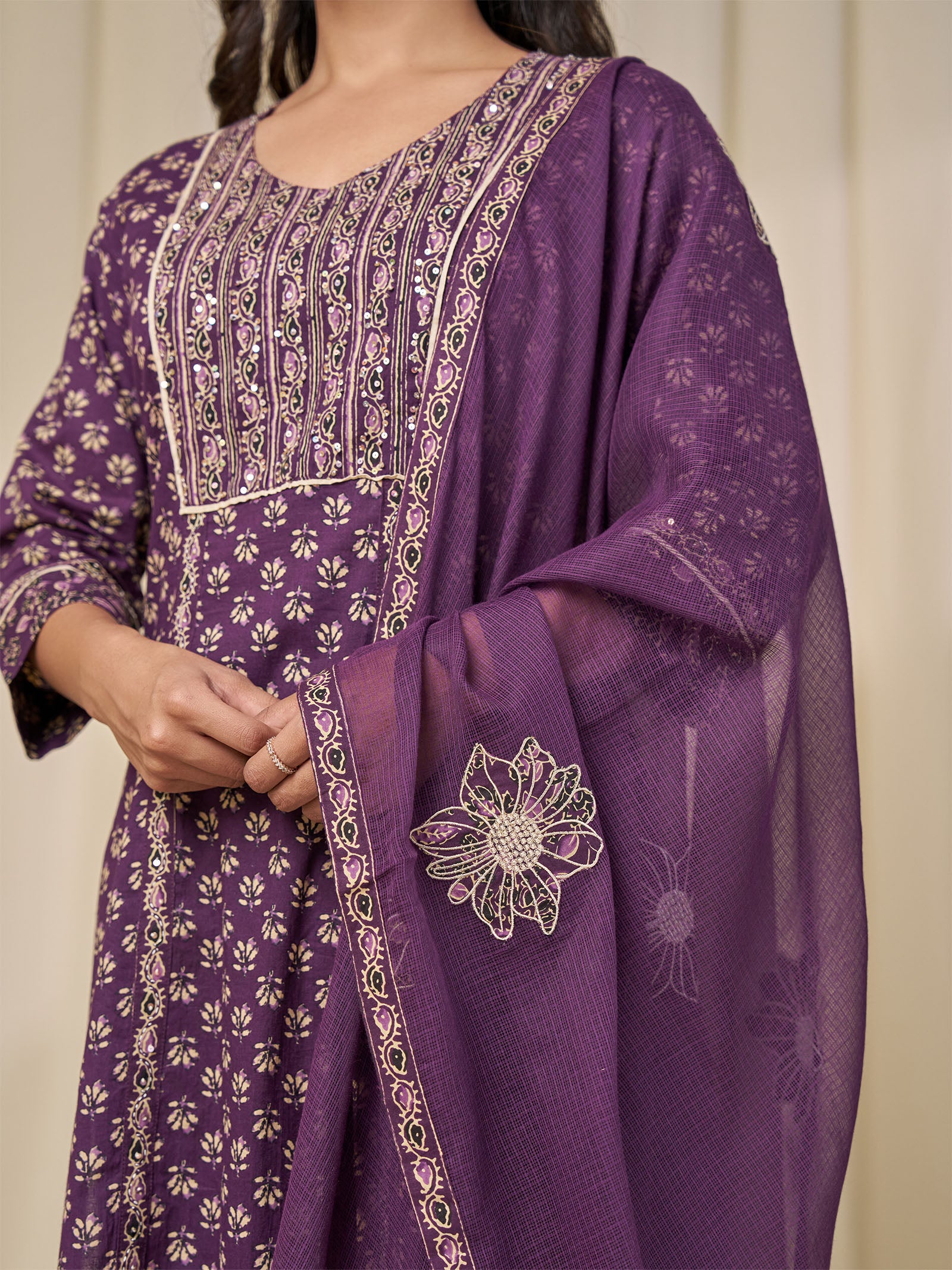 Purple Plum Kota Doria Dupatta