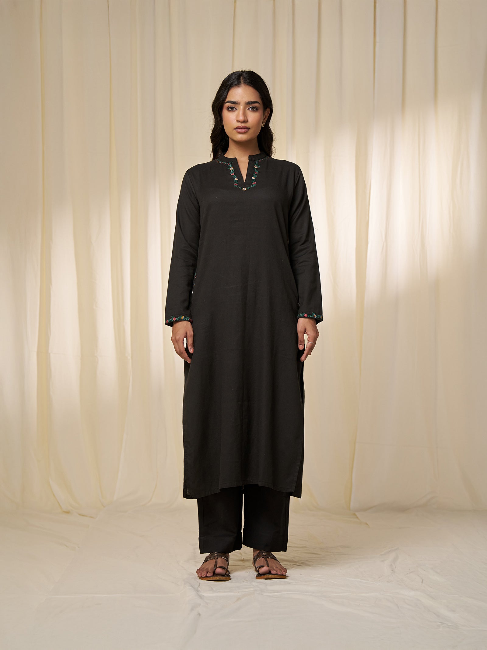Berry Black Twill Kurta