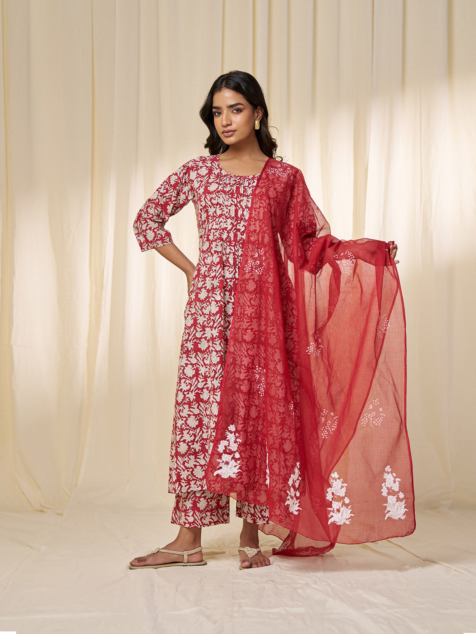 Sindoori Kota Dupatta