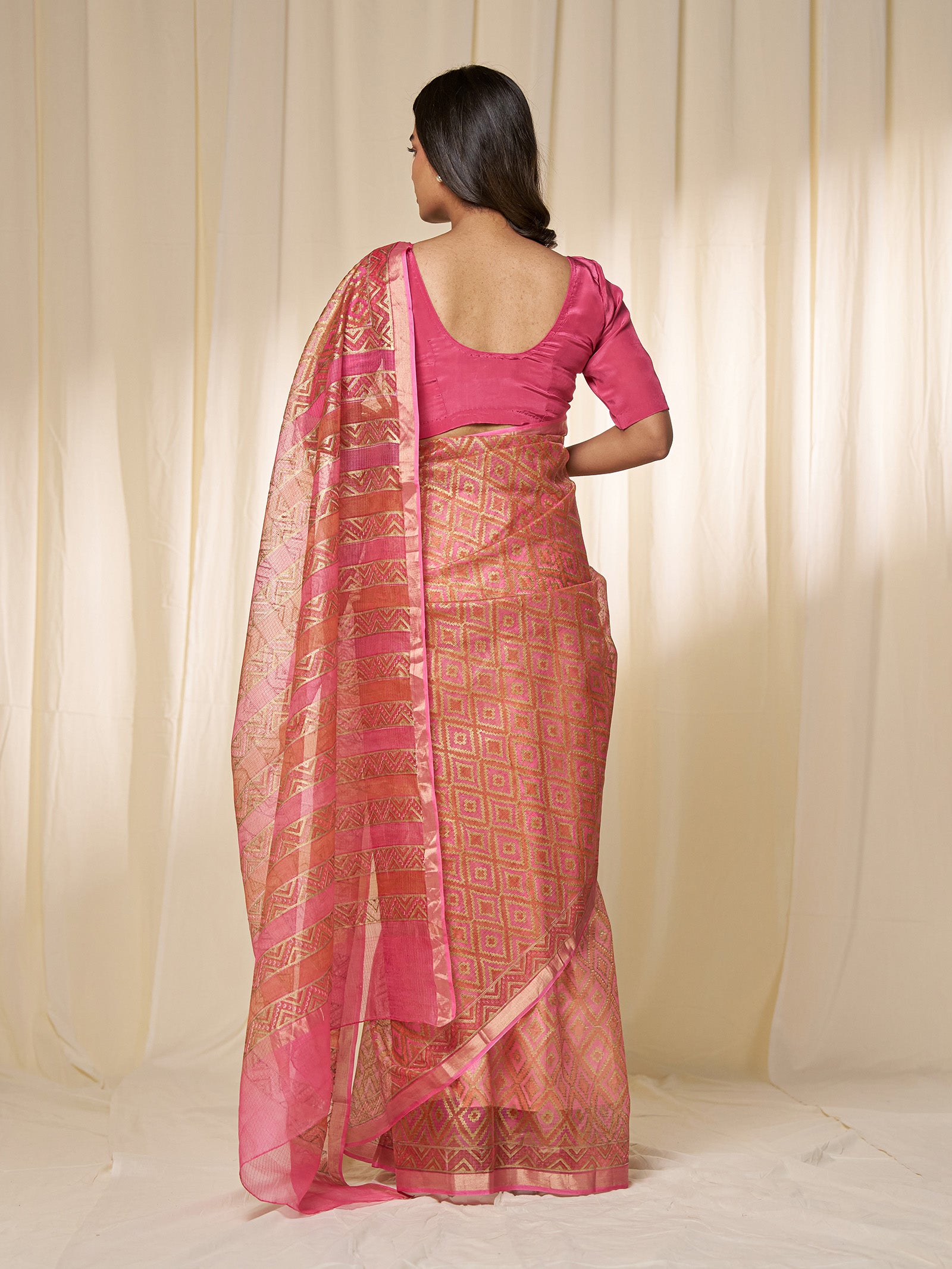 Kohinoor Pink Kota Silk Saree