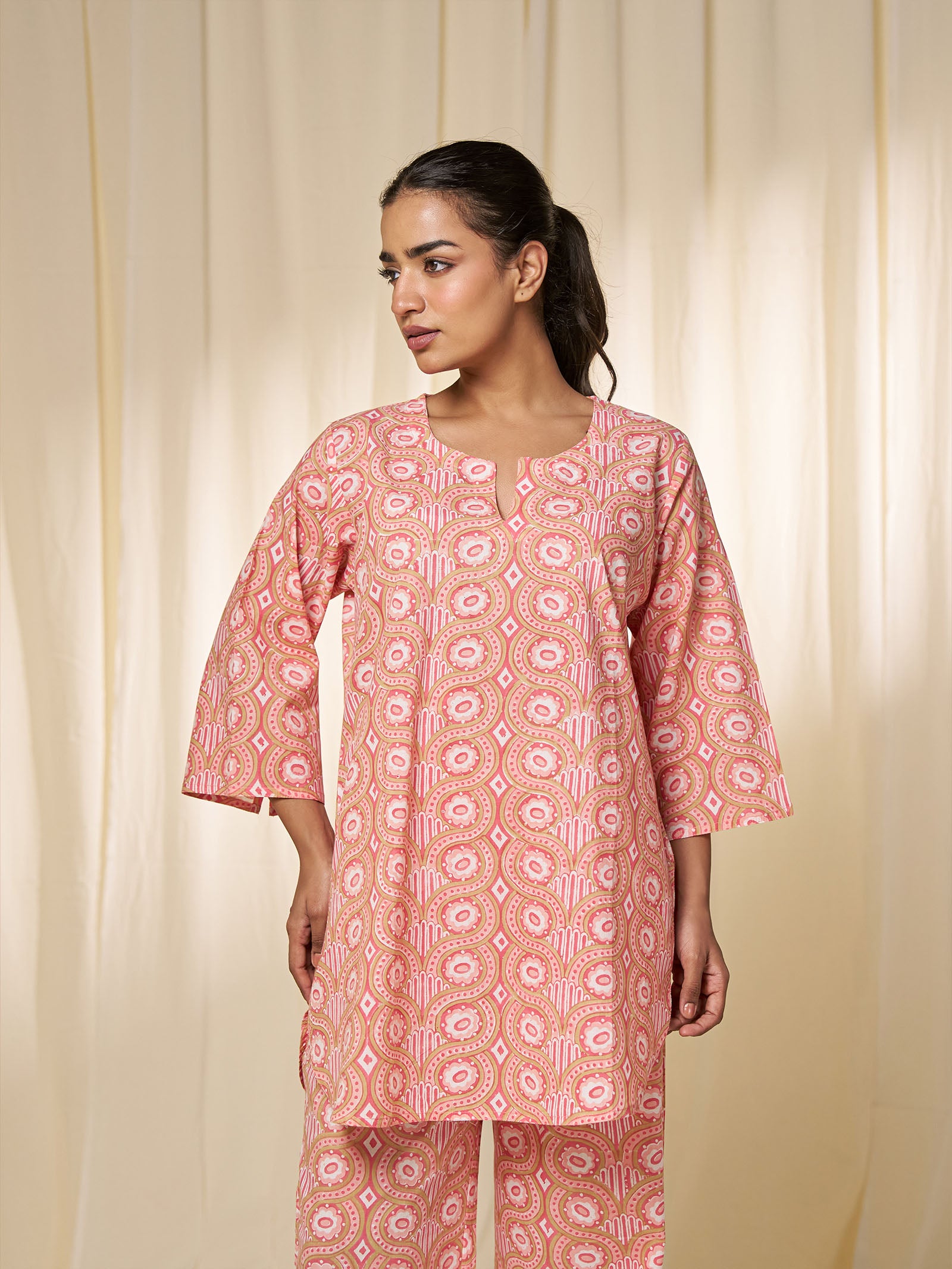 Candy Peach Cotton Night Suit