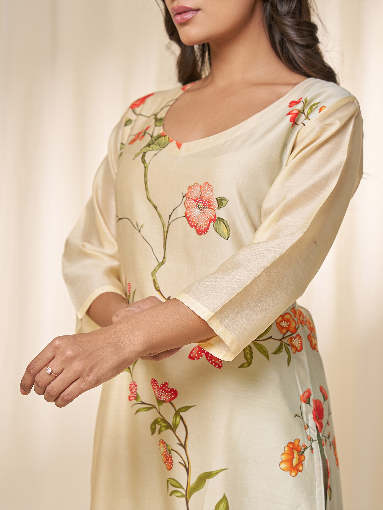 Narangi Chanderi Kurta