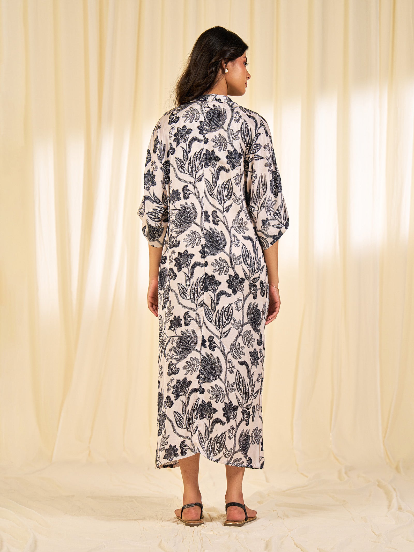 Stolen Secrets - Inked Flowers Modal Satin Dress
