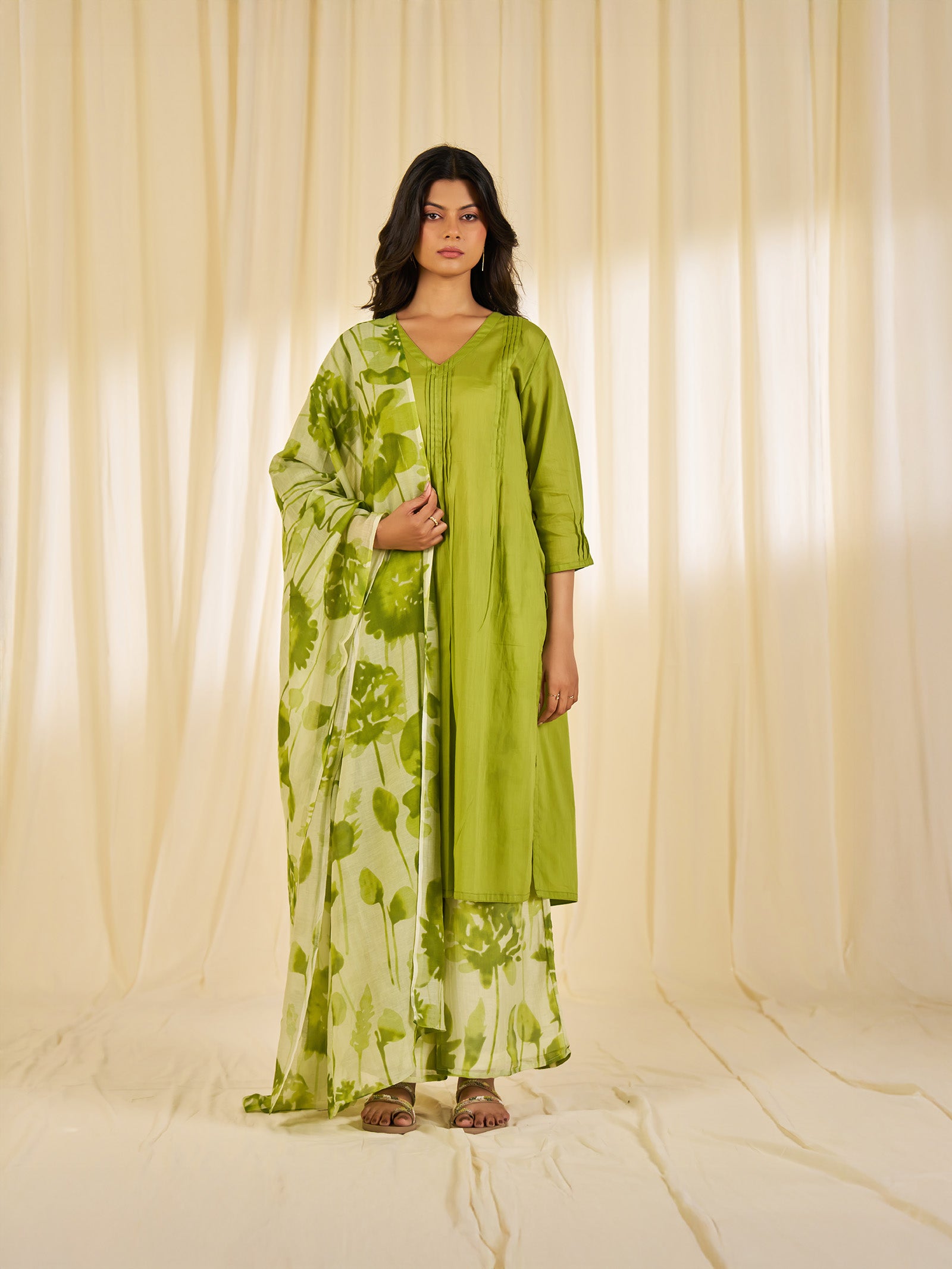 Summer Season Green Chanderi Dupatta